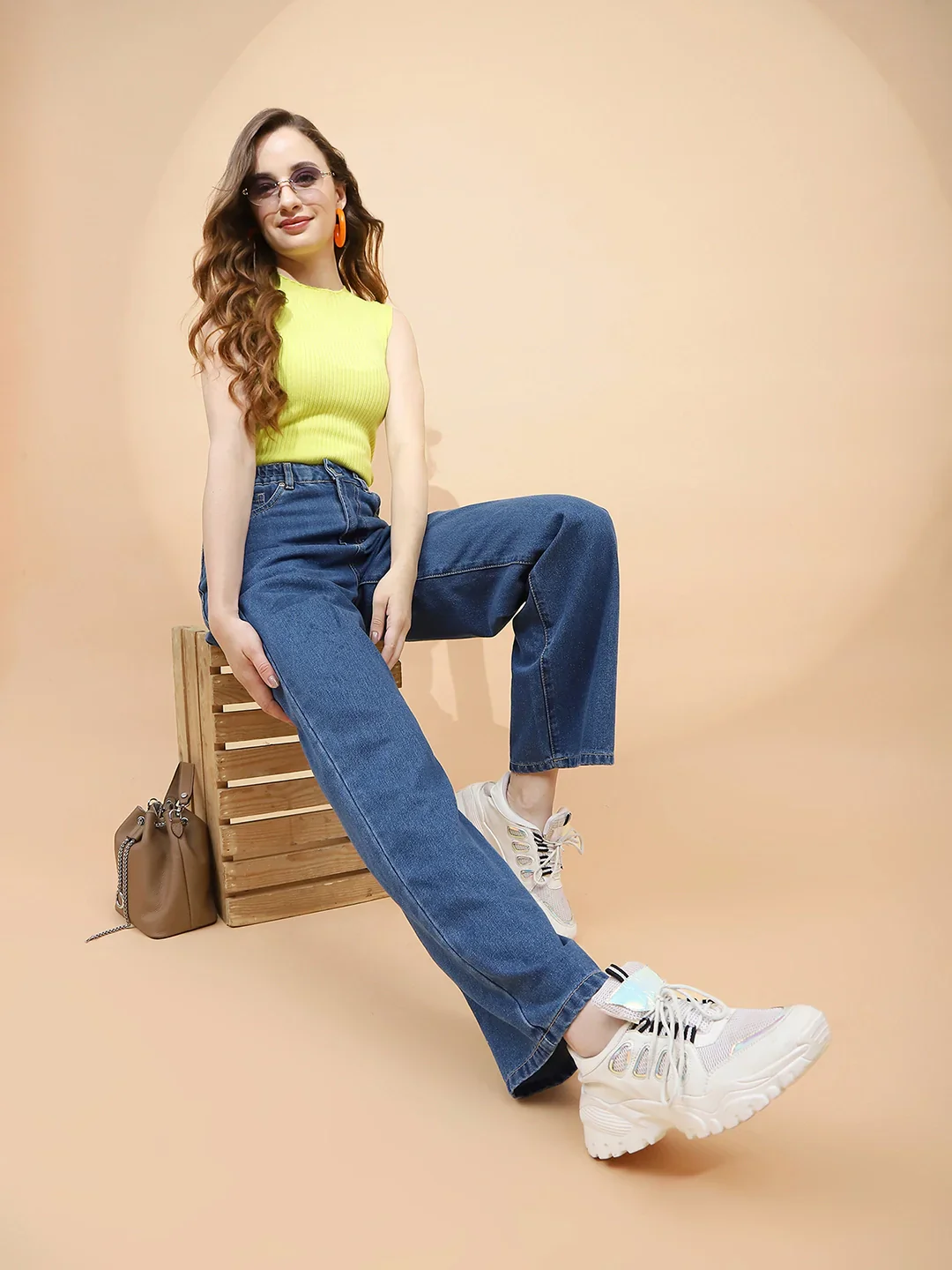 Blue Cotton Blend Relaxed Jeans - Image 15