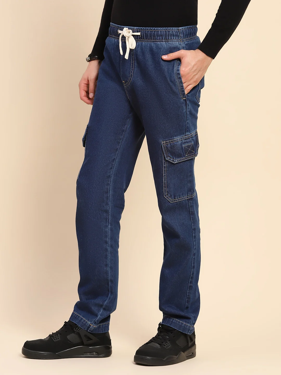 Blue Cotton Blend Solid Lower - Image 8