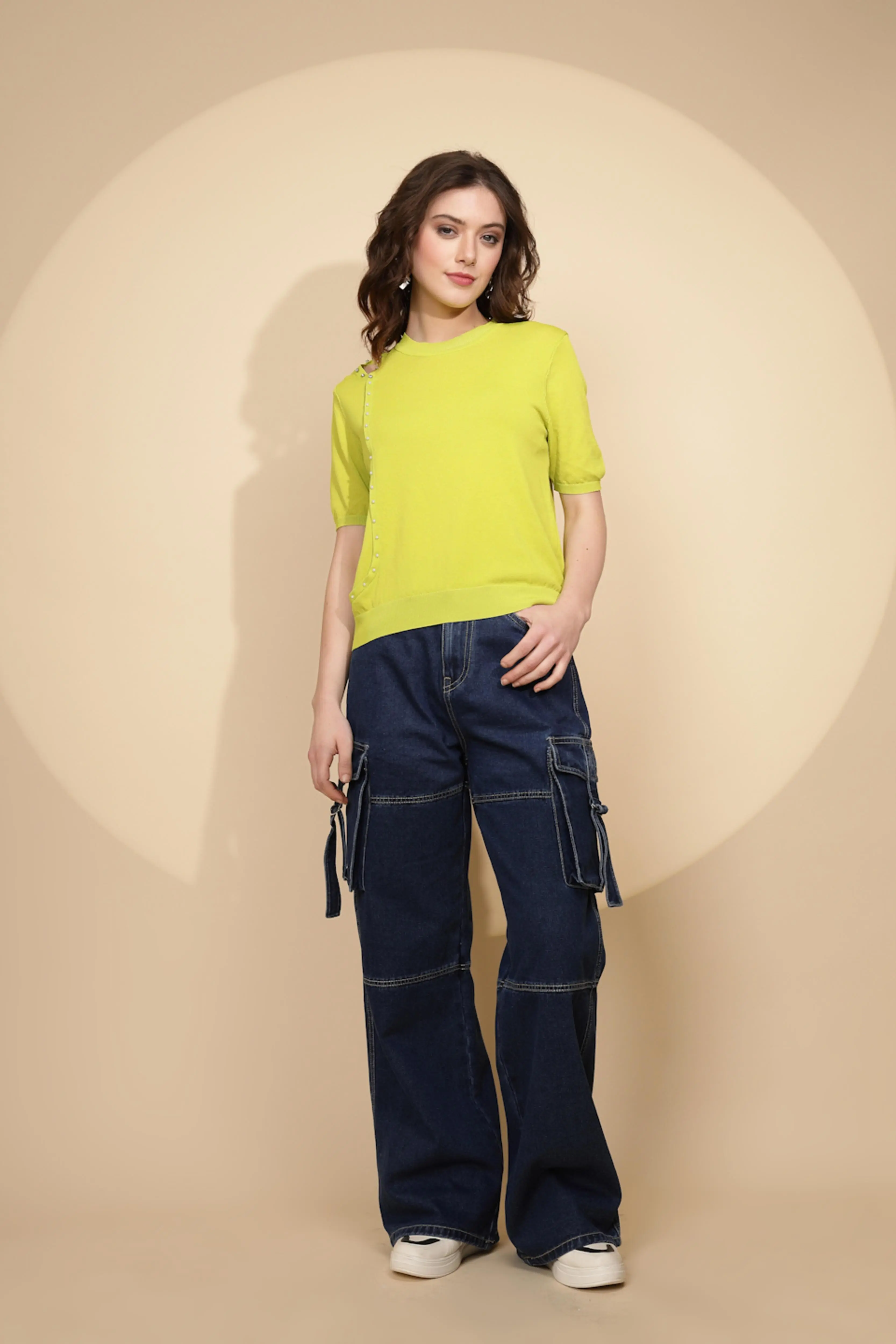 Blue Cotton Blend Relaxed Fit Cargo - Image 7