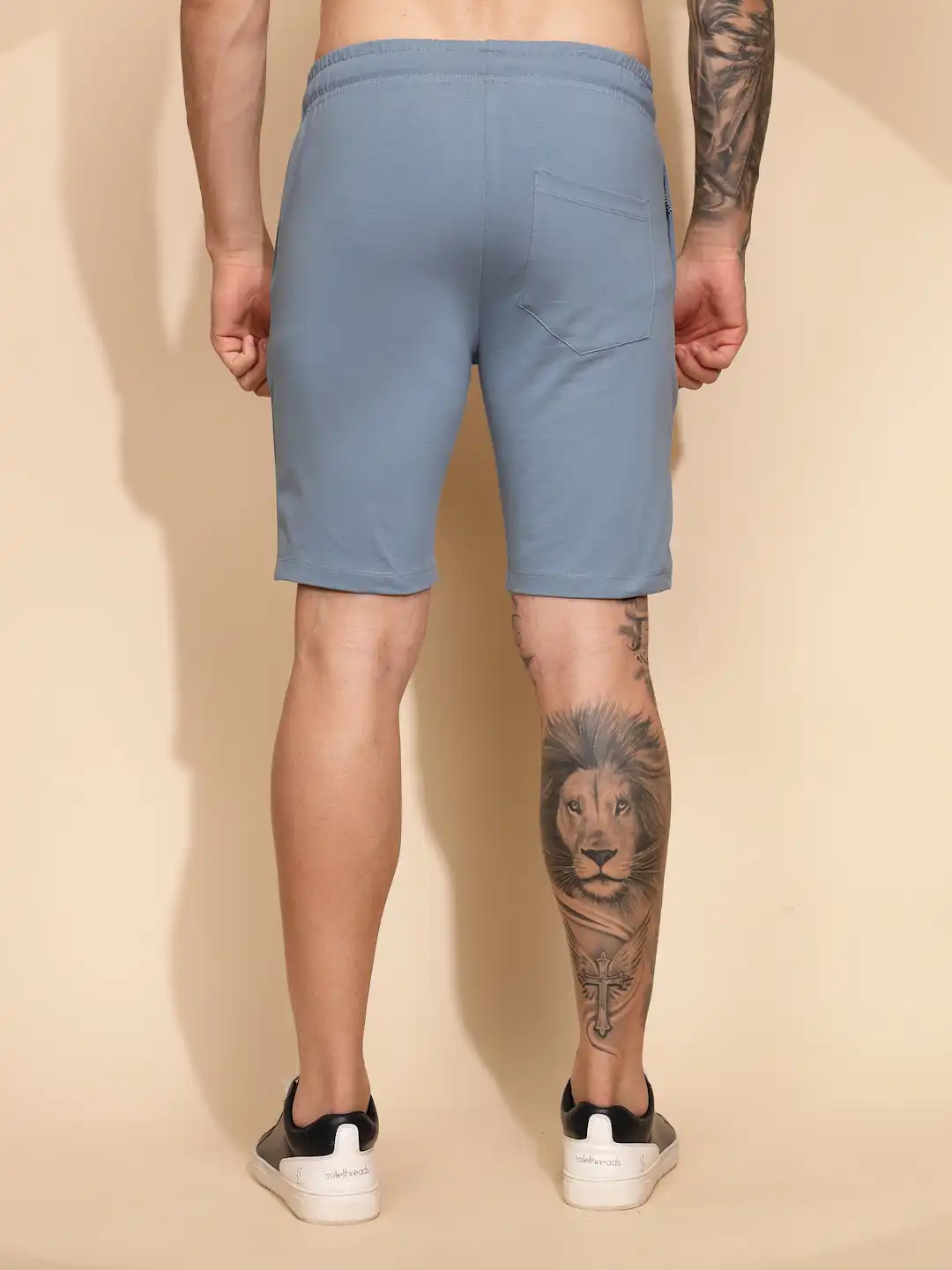 Blue Cotton Regular Fit Short For Men - Image 5