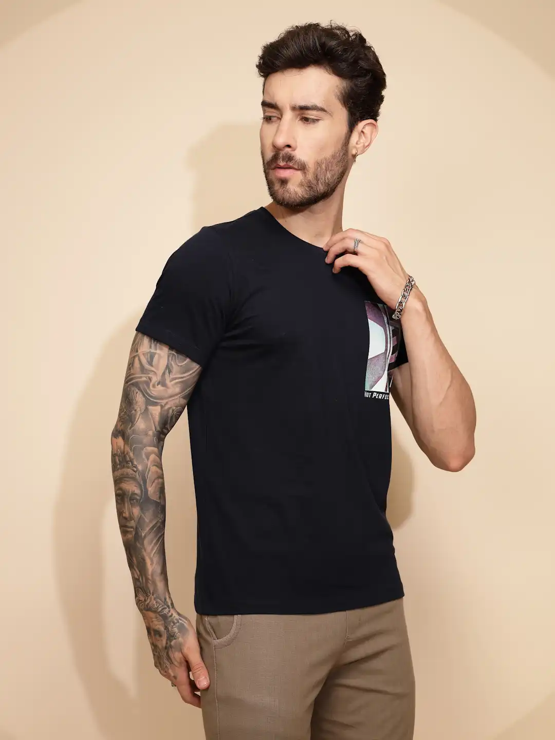 Blue Cotton Regular Fit T-Shirt - Image 11