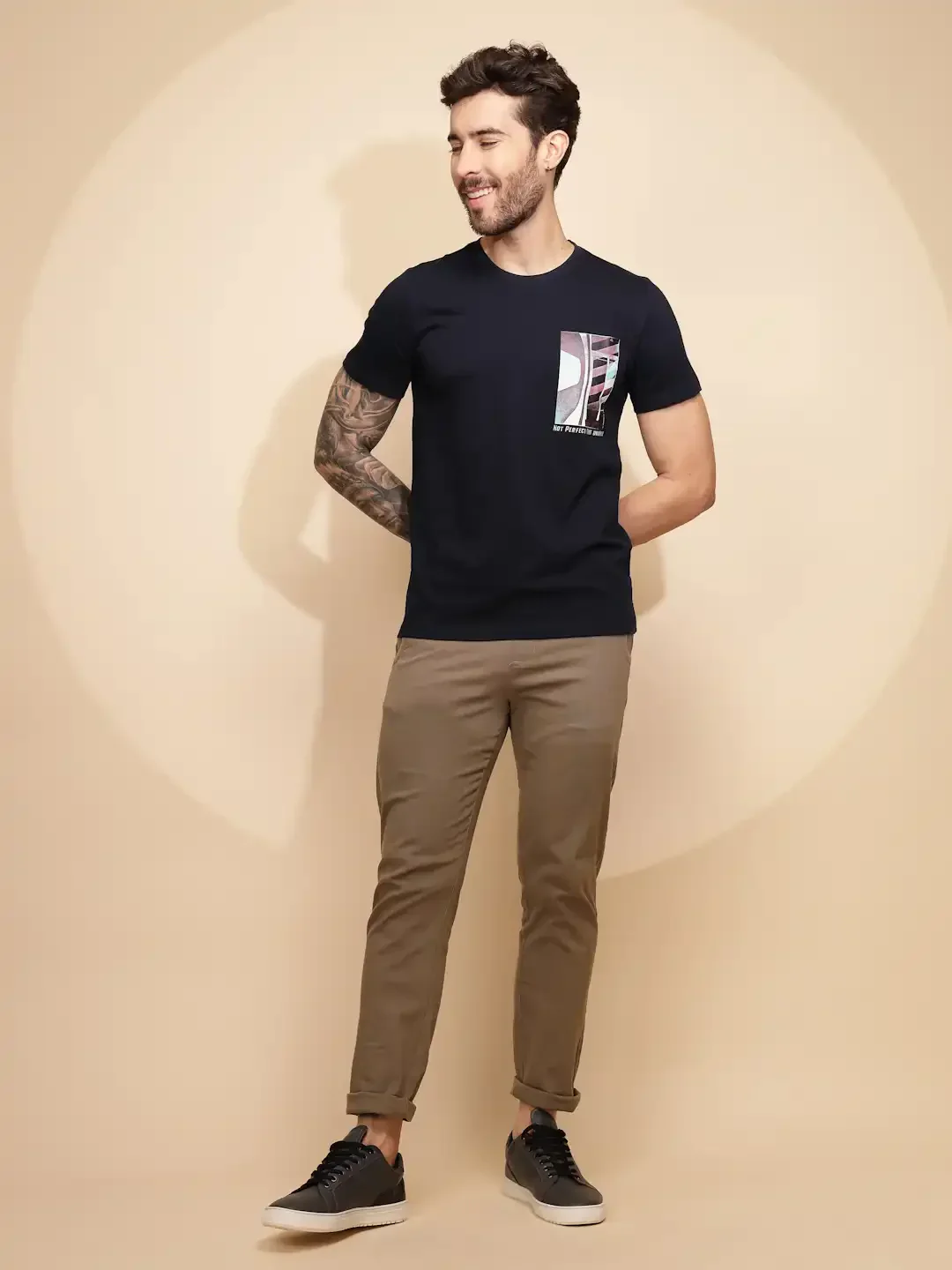 Blue Cotton Regular Fit T-Shirt - Image 14
