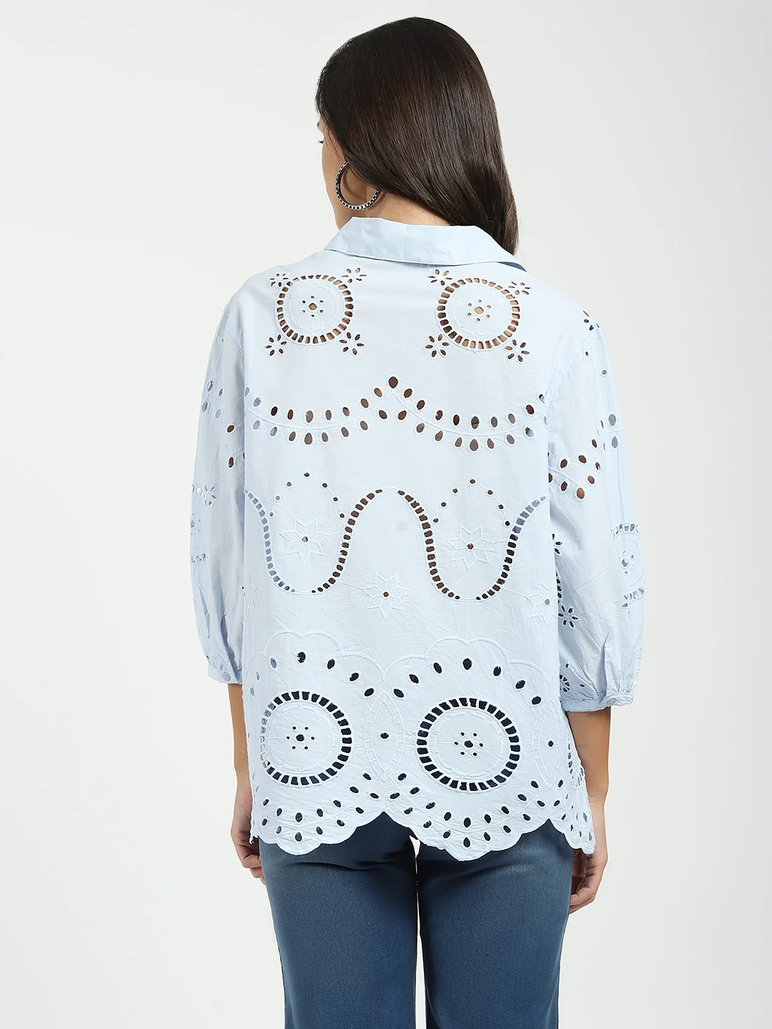 Blue Embroidered Schiffli Top - Image 10