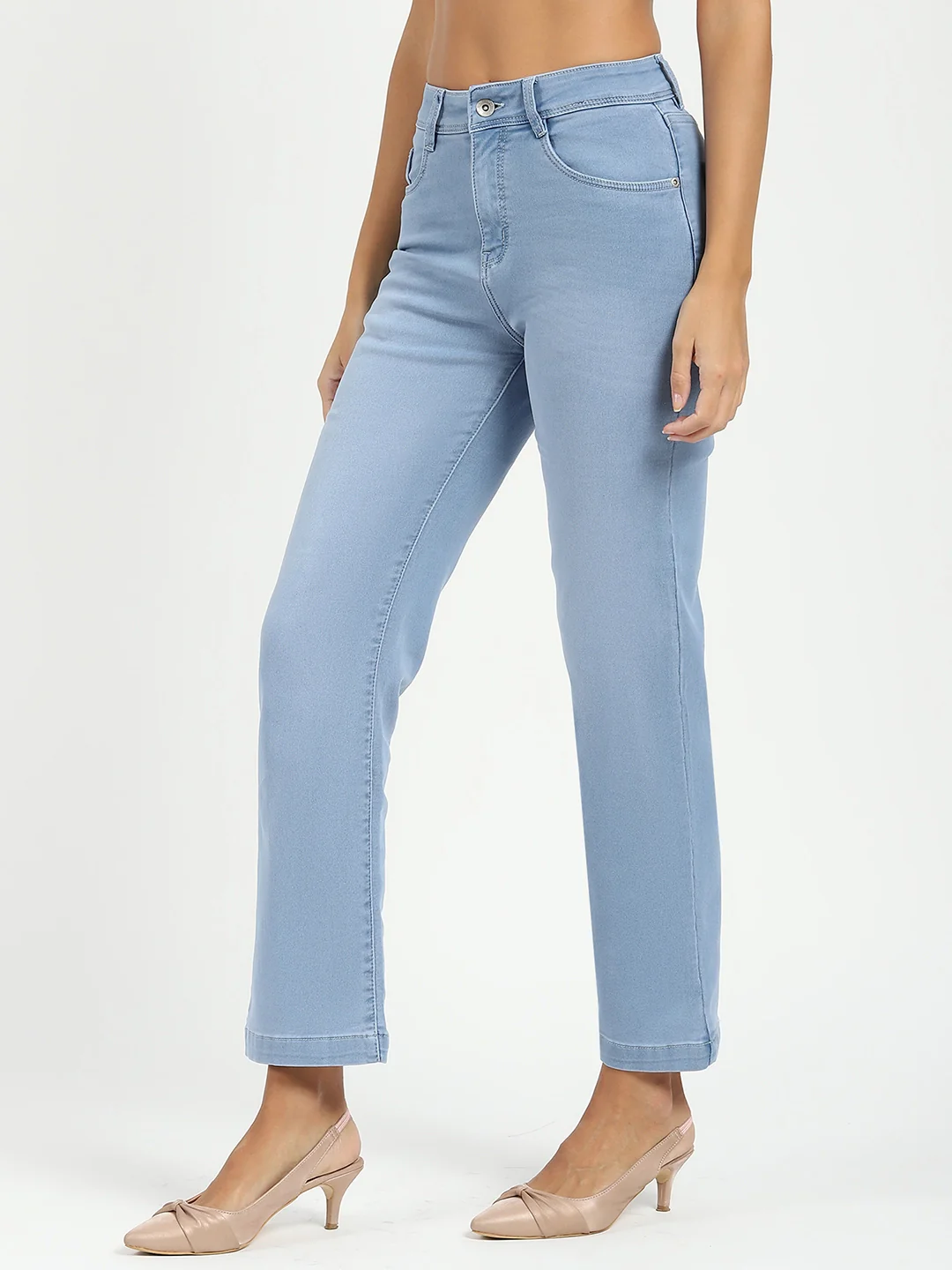 Blue High Waist Straight Jeans - Image 10