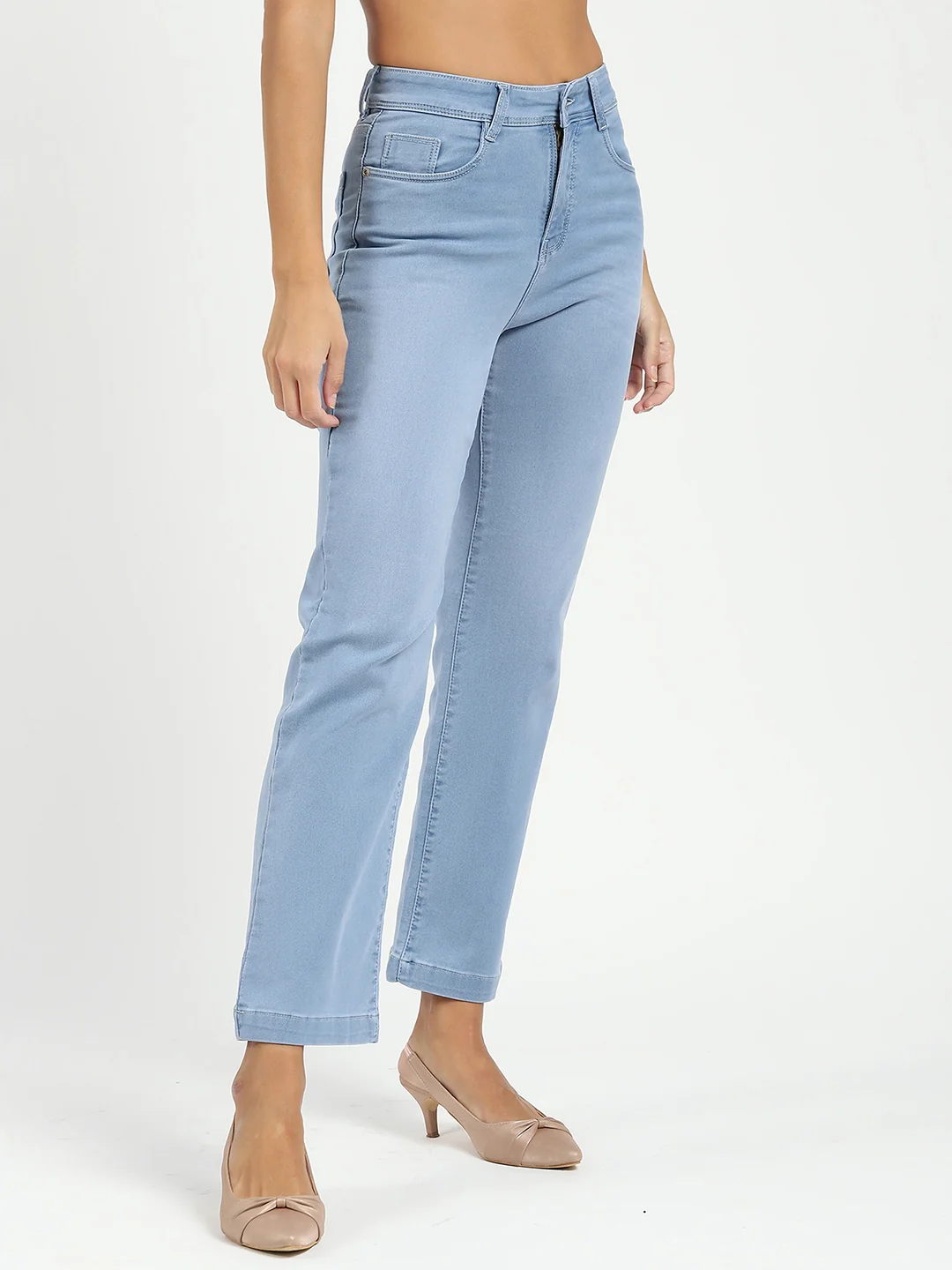 Blue High Waist Straight Jeans - Image 9