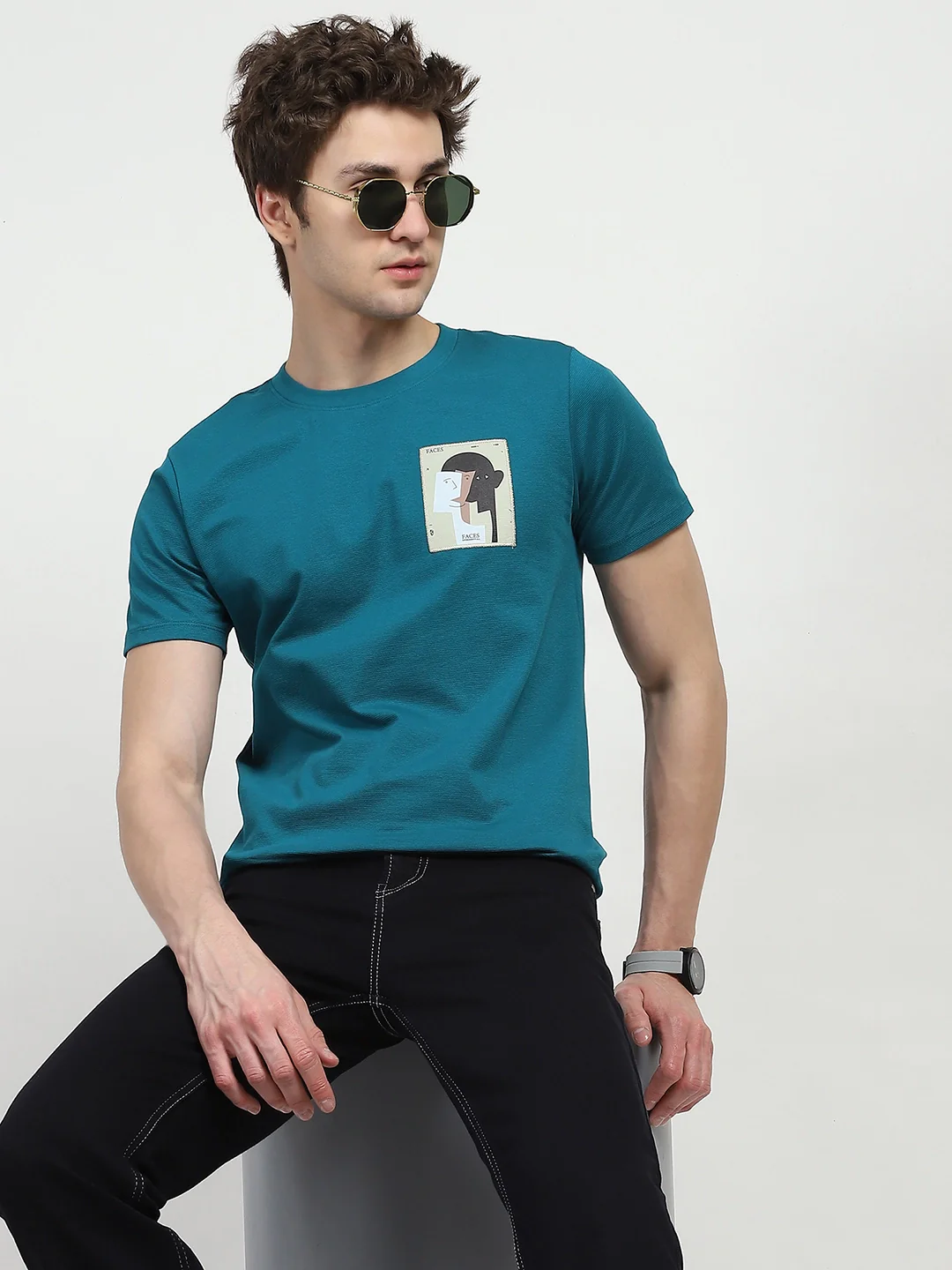 Blue Back Print Graphic T-shirt - Image 14