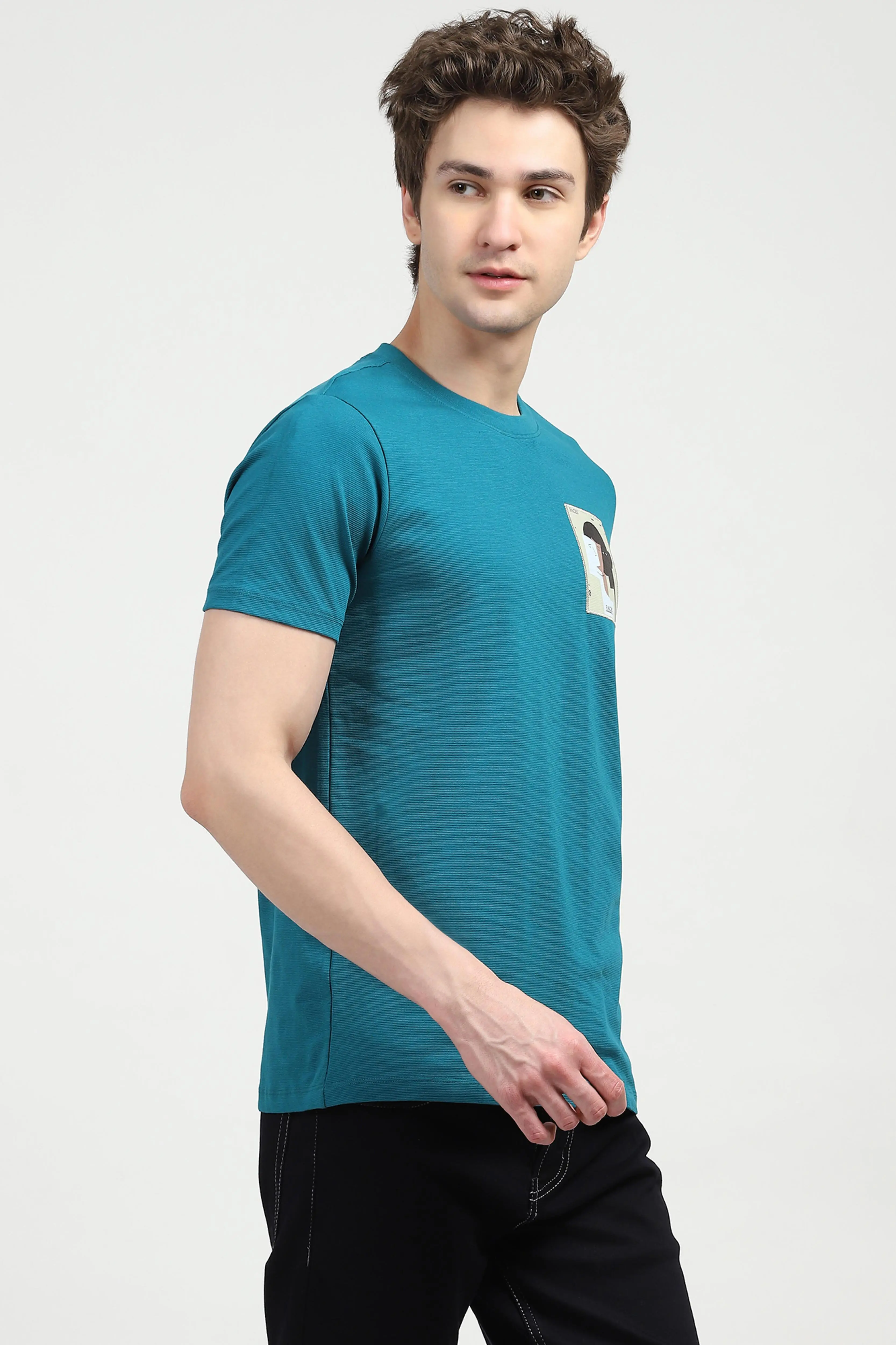 Blue Back Print Graphic T-shirt - Image 3