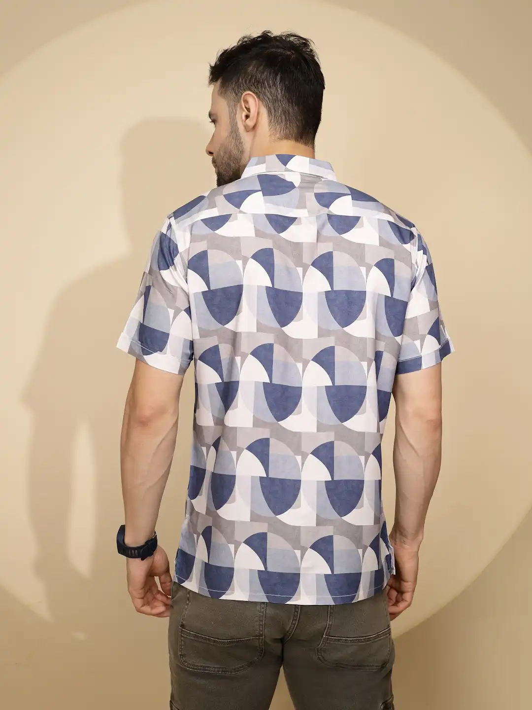 Blue Rayon Tailored Fit Shirt For Men - Image 12