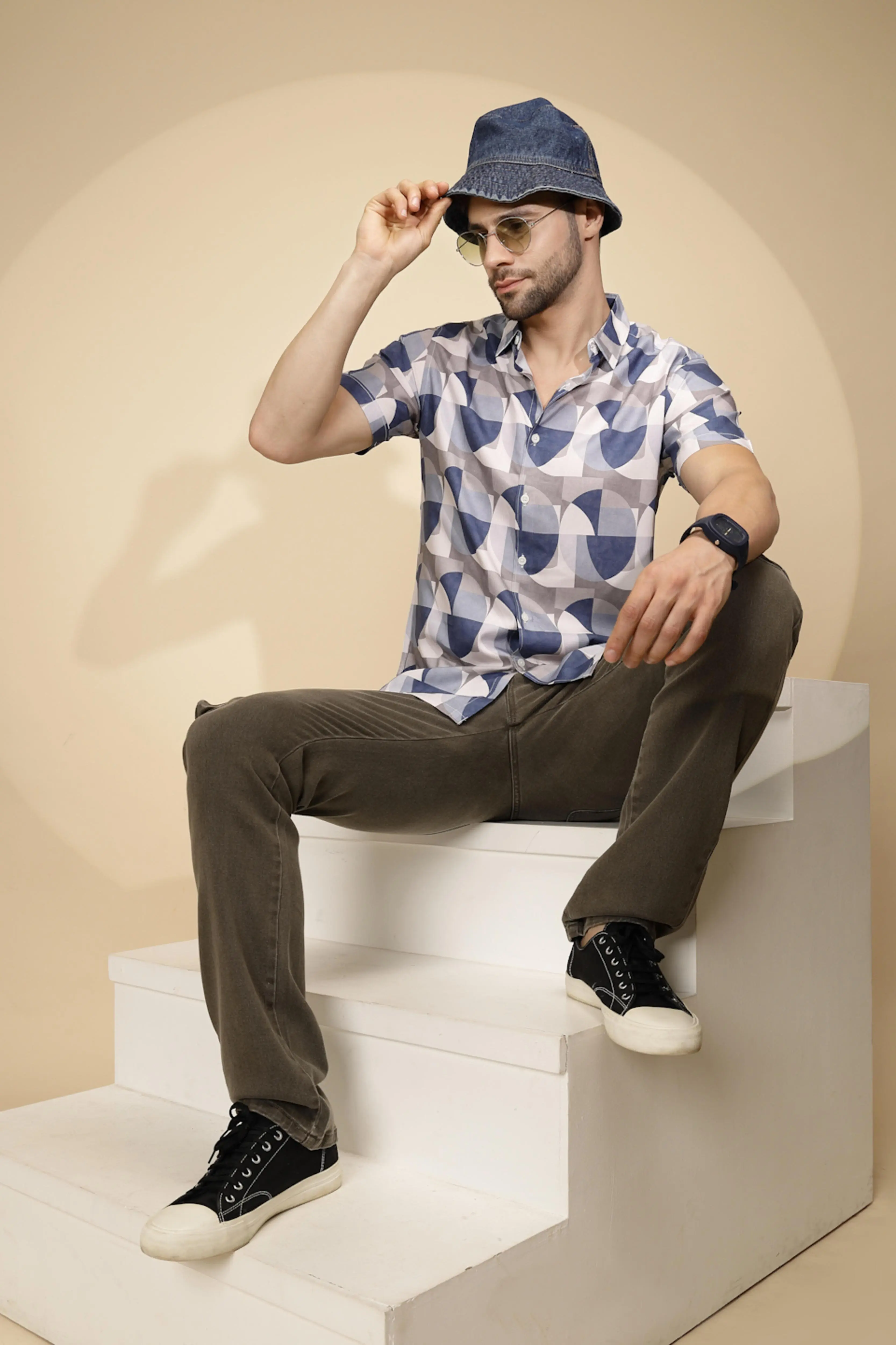 Blue Rayon Tailored Fit Shirt For Men - Image 7