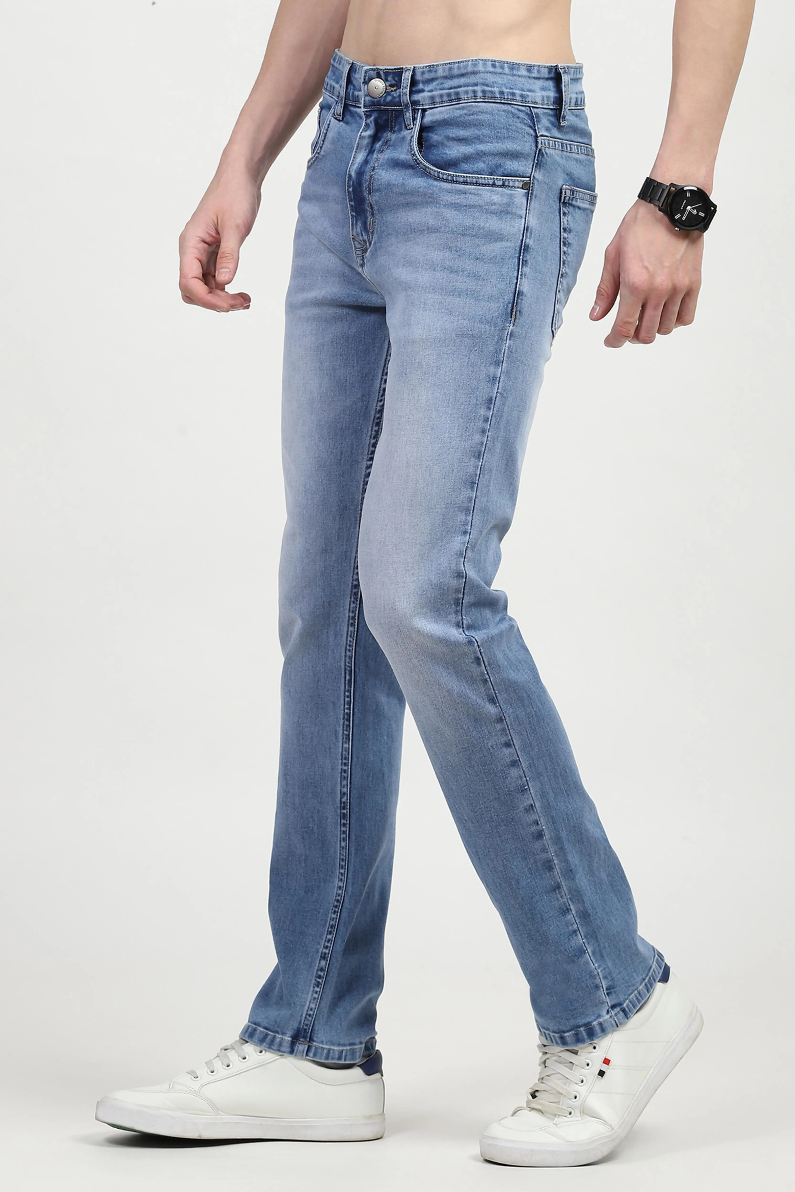 Blue Regular Fit Solid Jeans - Image 2