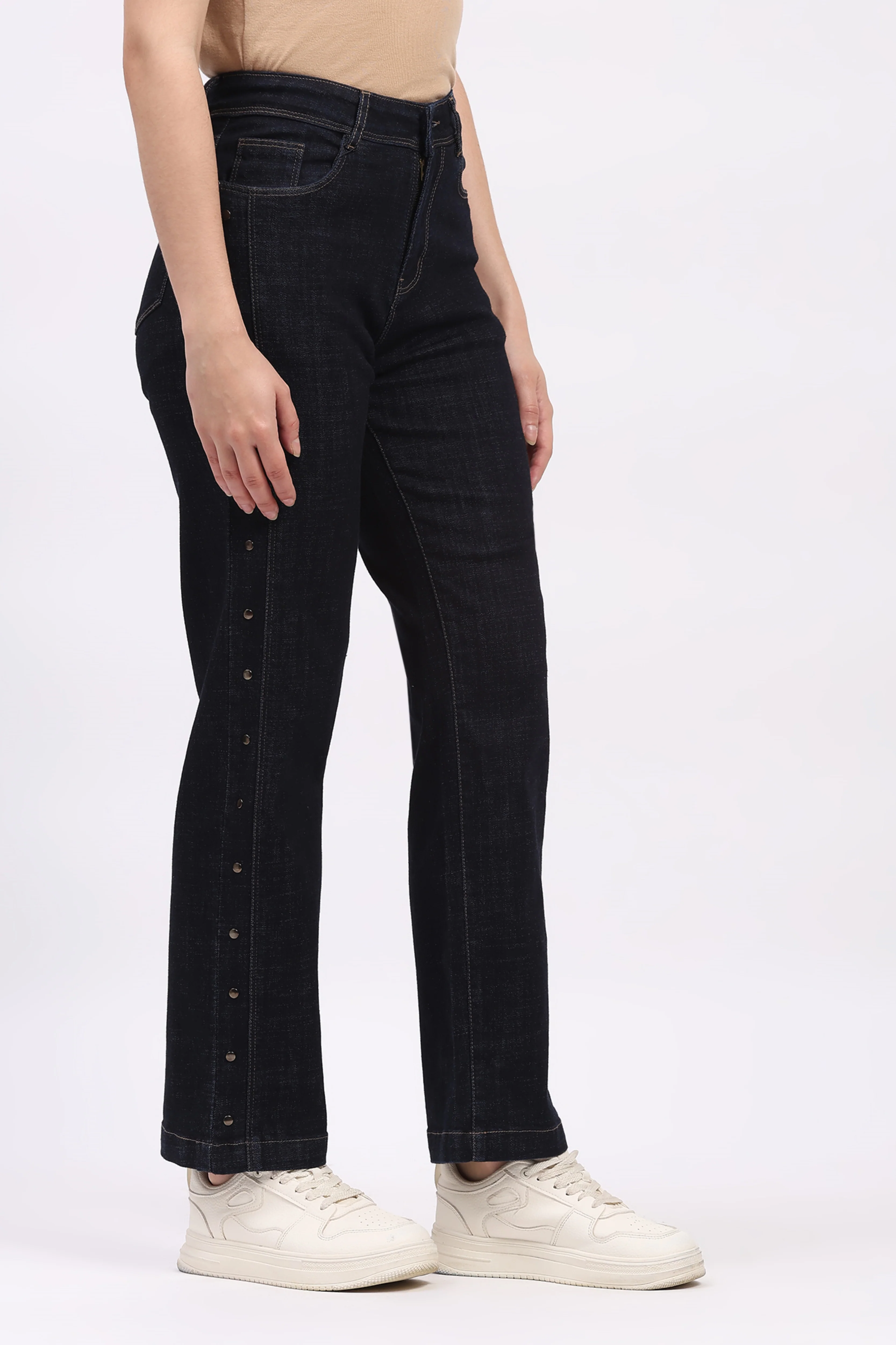 Blue Rivet Stud Detail Jeans - Image 3