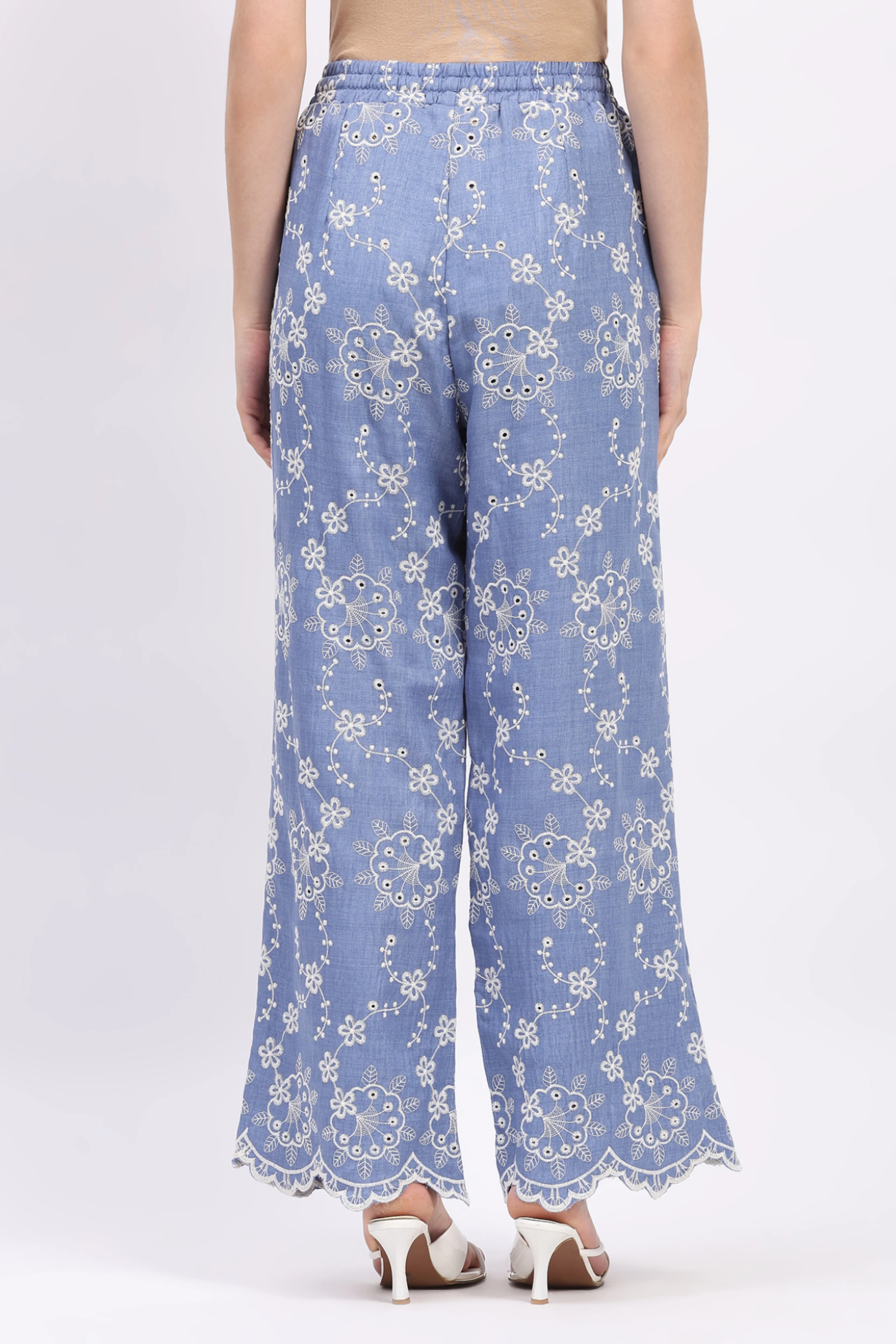 Blue Schiffili Embroidered Lower - Image 5