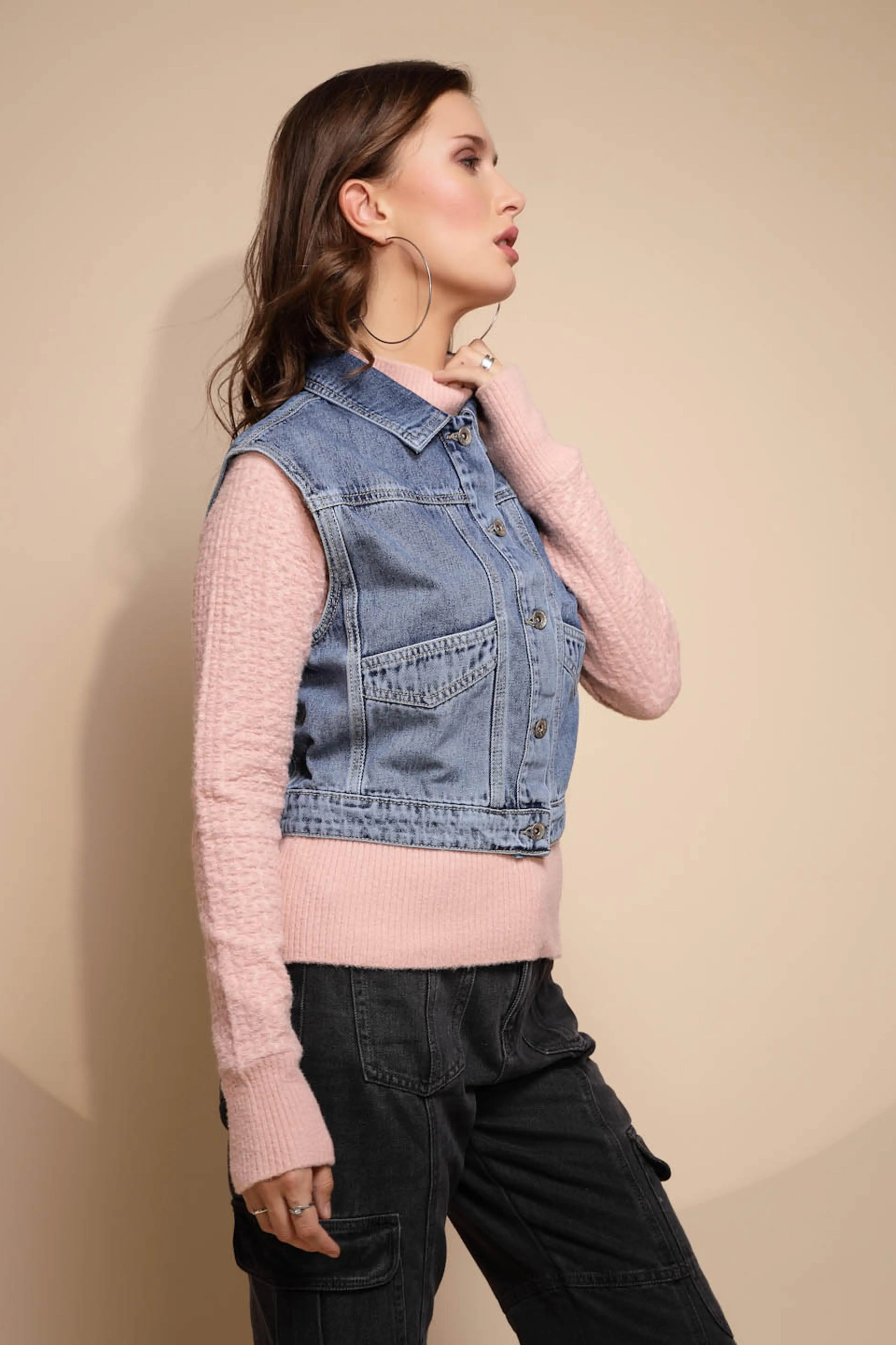 Blue Sleeveless Denim Jacket - Image 3