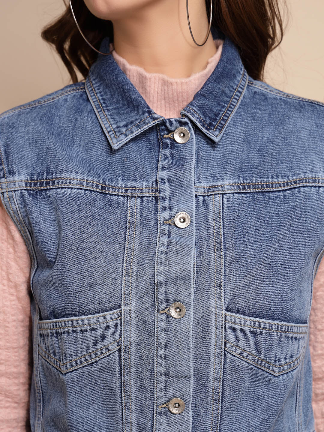 Blue Sleeveless Denim Jacket - Image 7