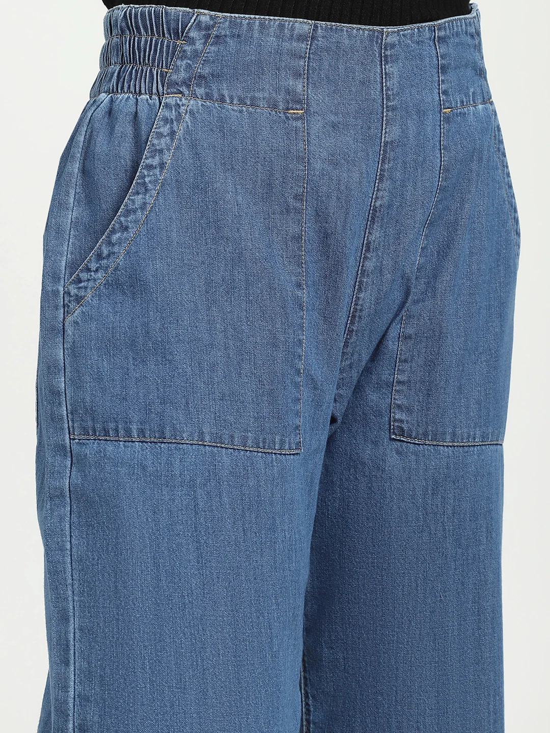 Blue Solid Cotton Blend Lower - Image 11