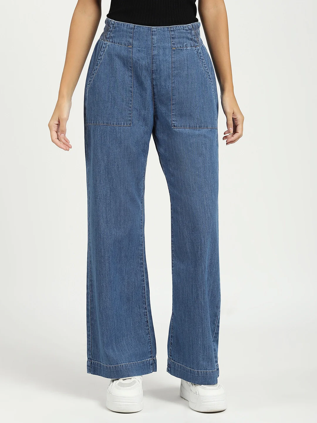 Blue Solid Cotton Blend Lower - Image 7