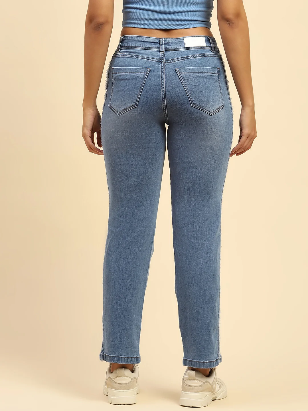 Blue Cotton Straight Fit Jeans - Image 11