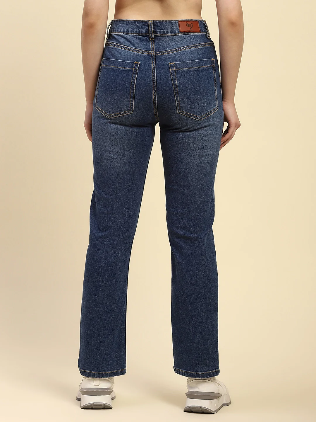 Blue Cotton Blend Straight Jeans - Image 10