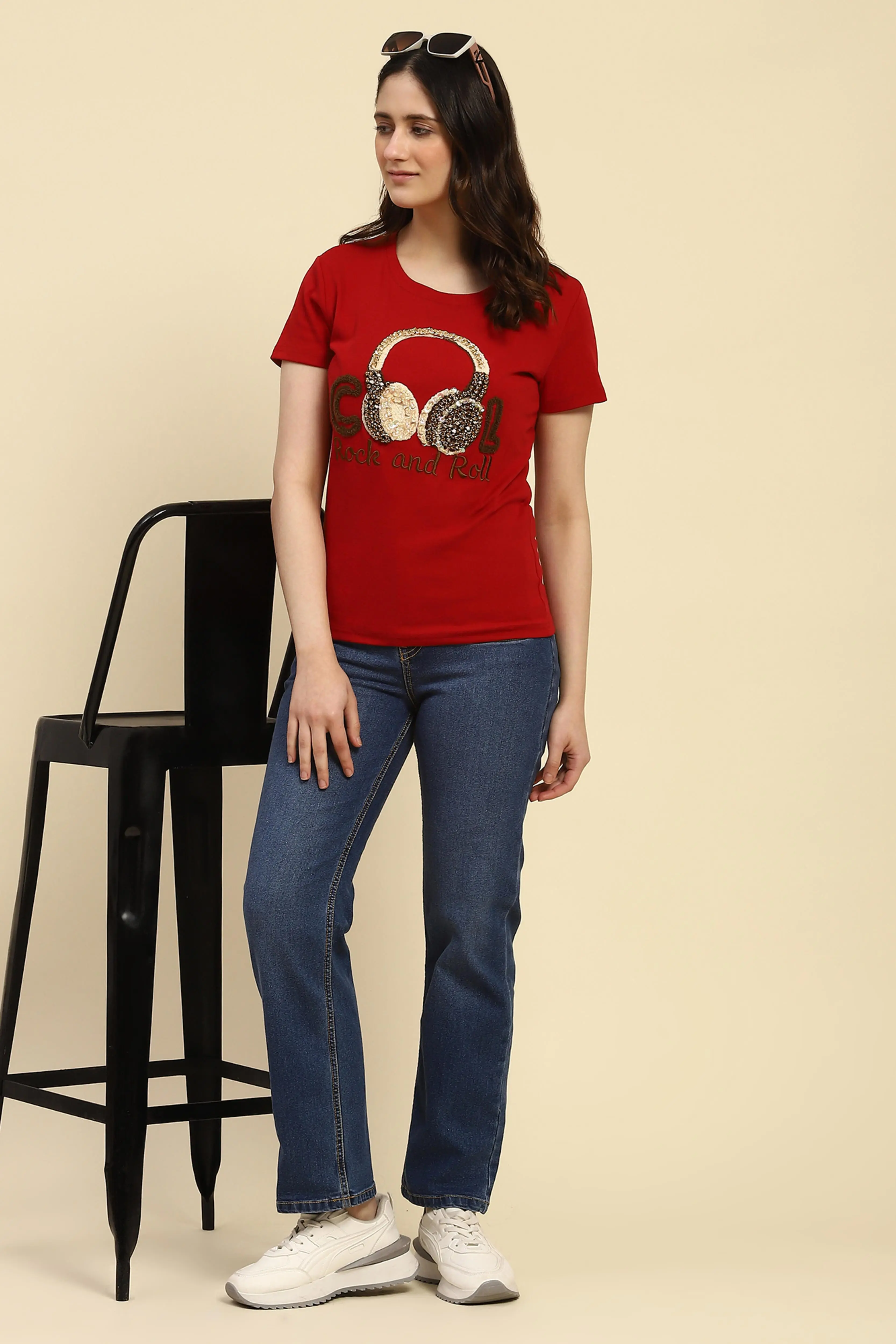 Blue Cotton Blend Straight Jeans - Image 6