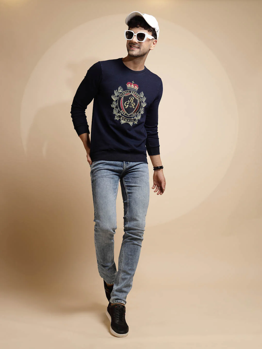 Dark Blue Solid Hosiery Sweatshirt - Image 7
