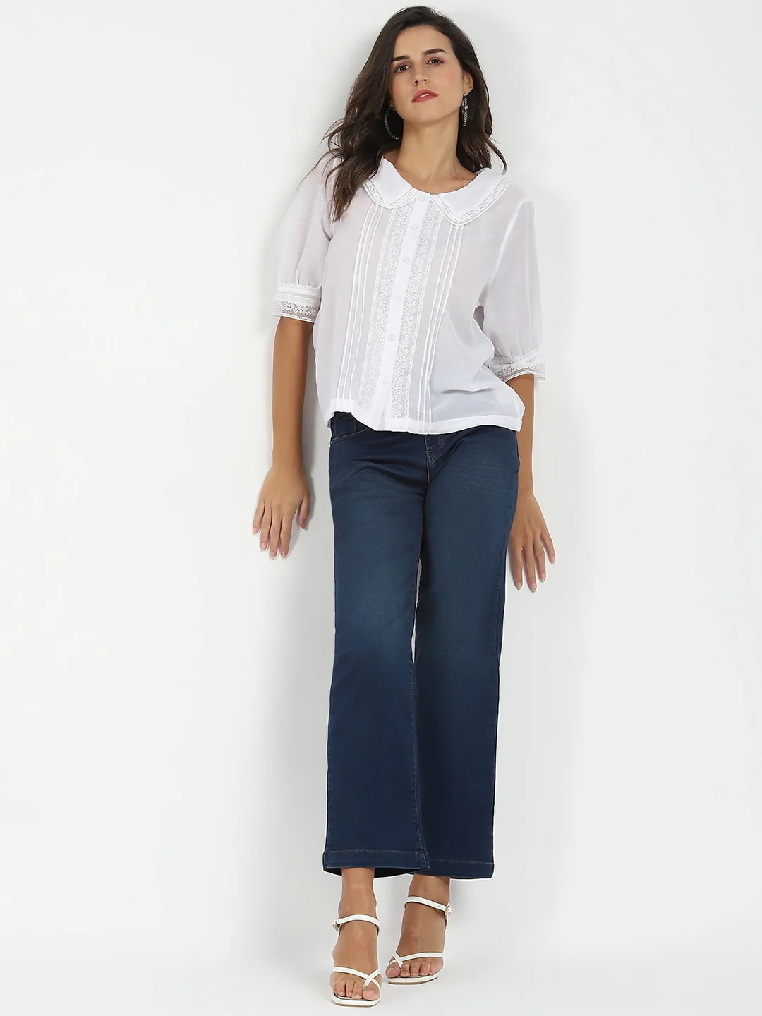 Blue Solid High Waist Straight Jeans - Image 7