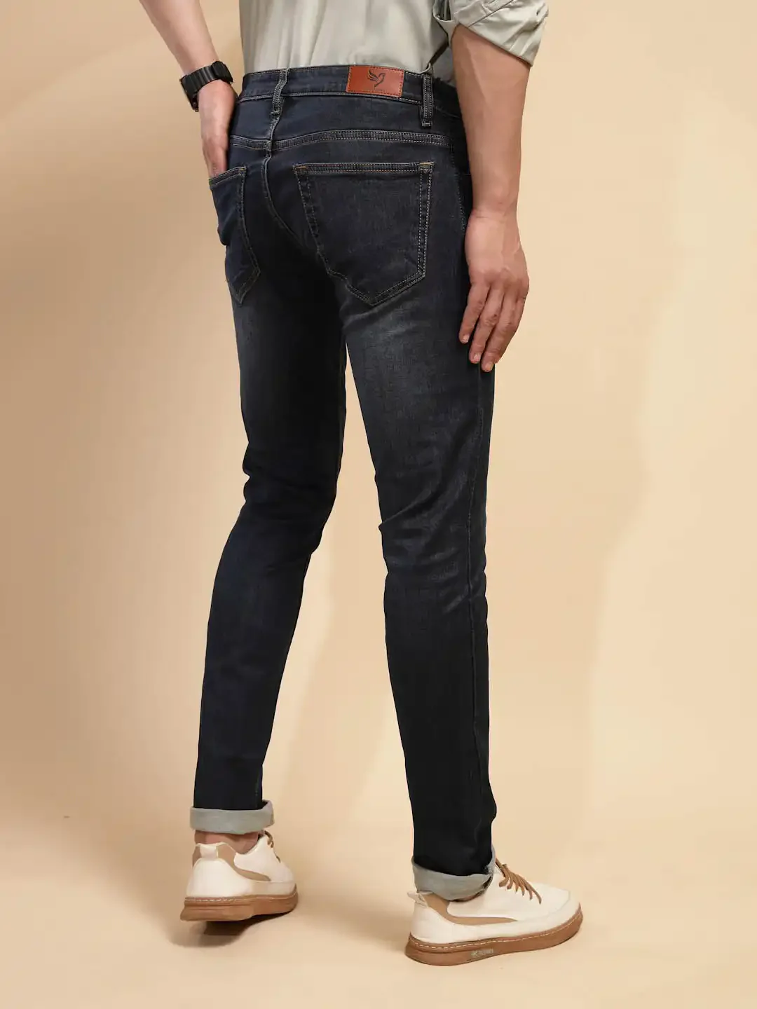 Tint Blue Solid Mid Rise Denim Cuffing Jeans - Image 13