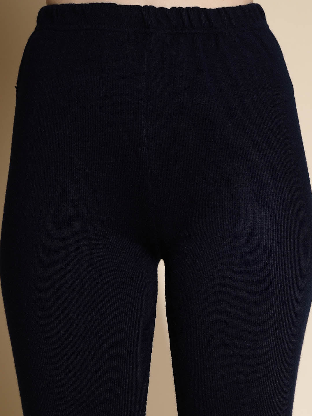Navy Solid Woolen Stretchable Legging - Image 5