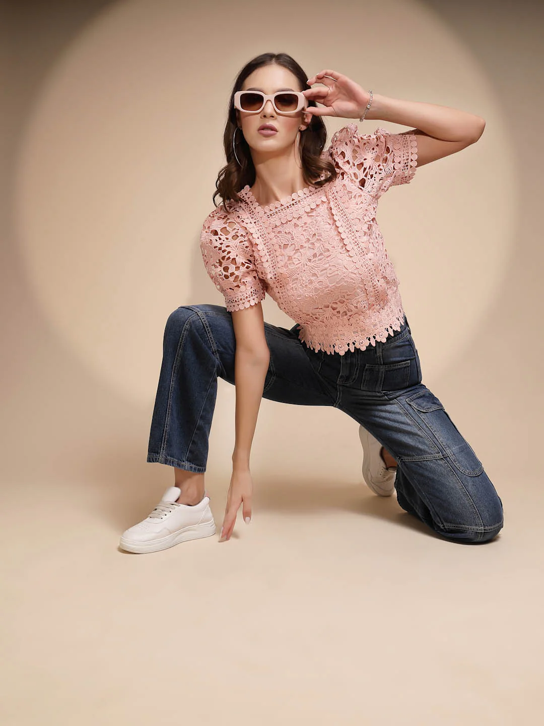 Blue Lace Square Neck Top - Image 12