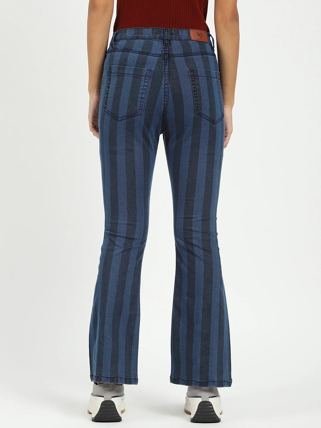 Blue Striped Bootcut Jeans - Image 11