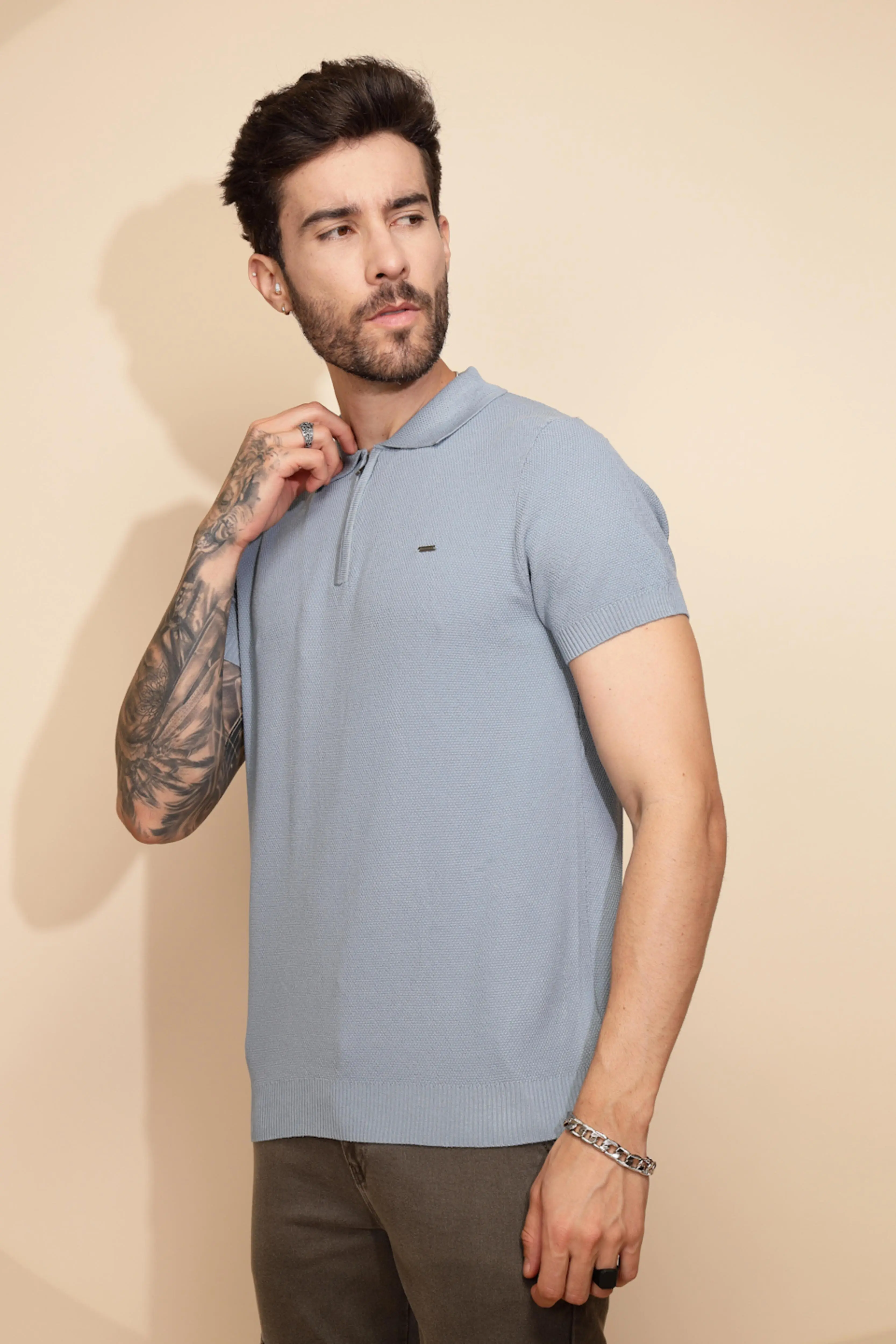 Blue Viscose Blend T-Shirt - Image 2