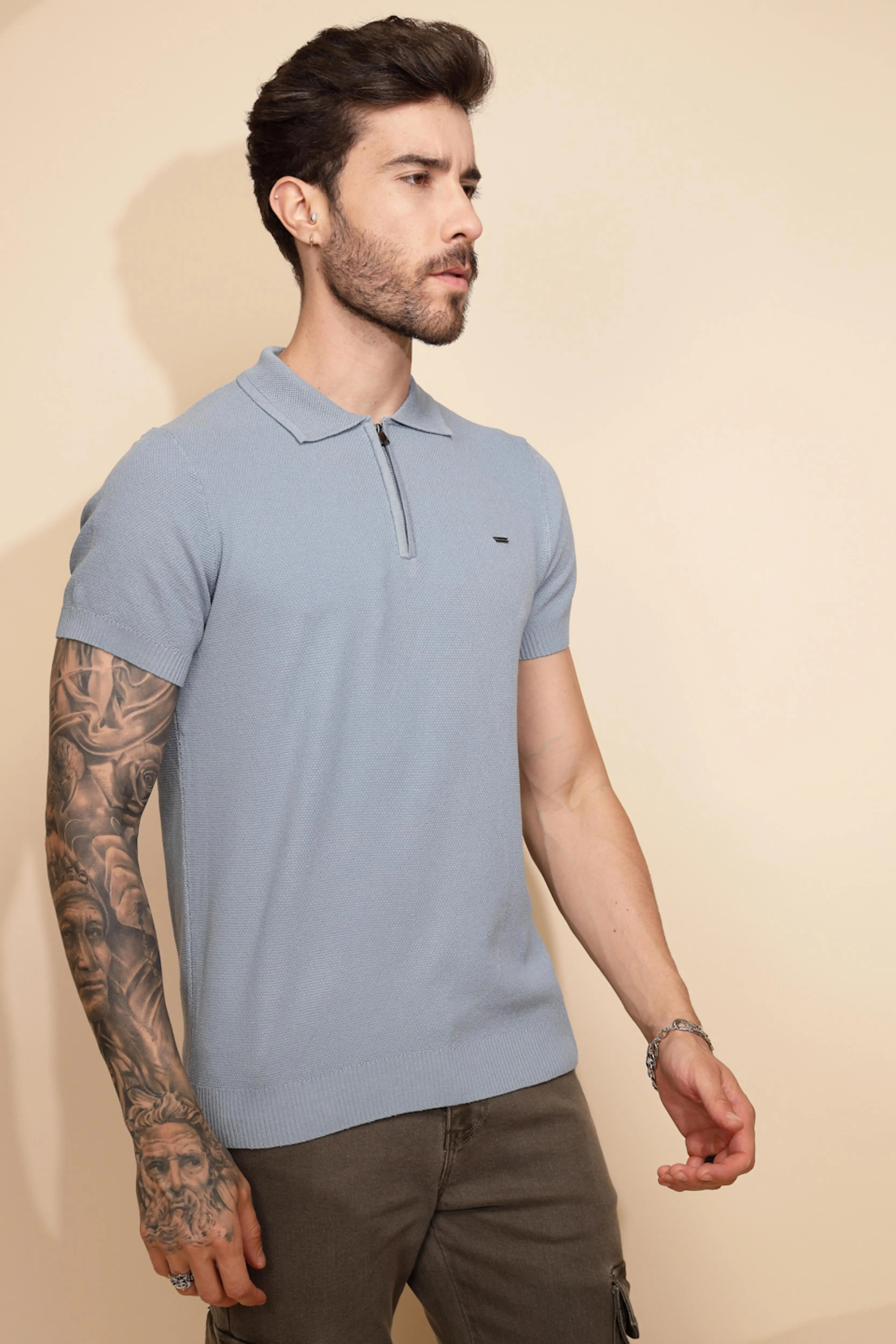 Blue Viscose Blend T-Shirt - Image 3