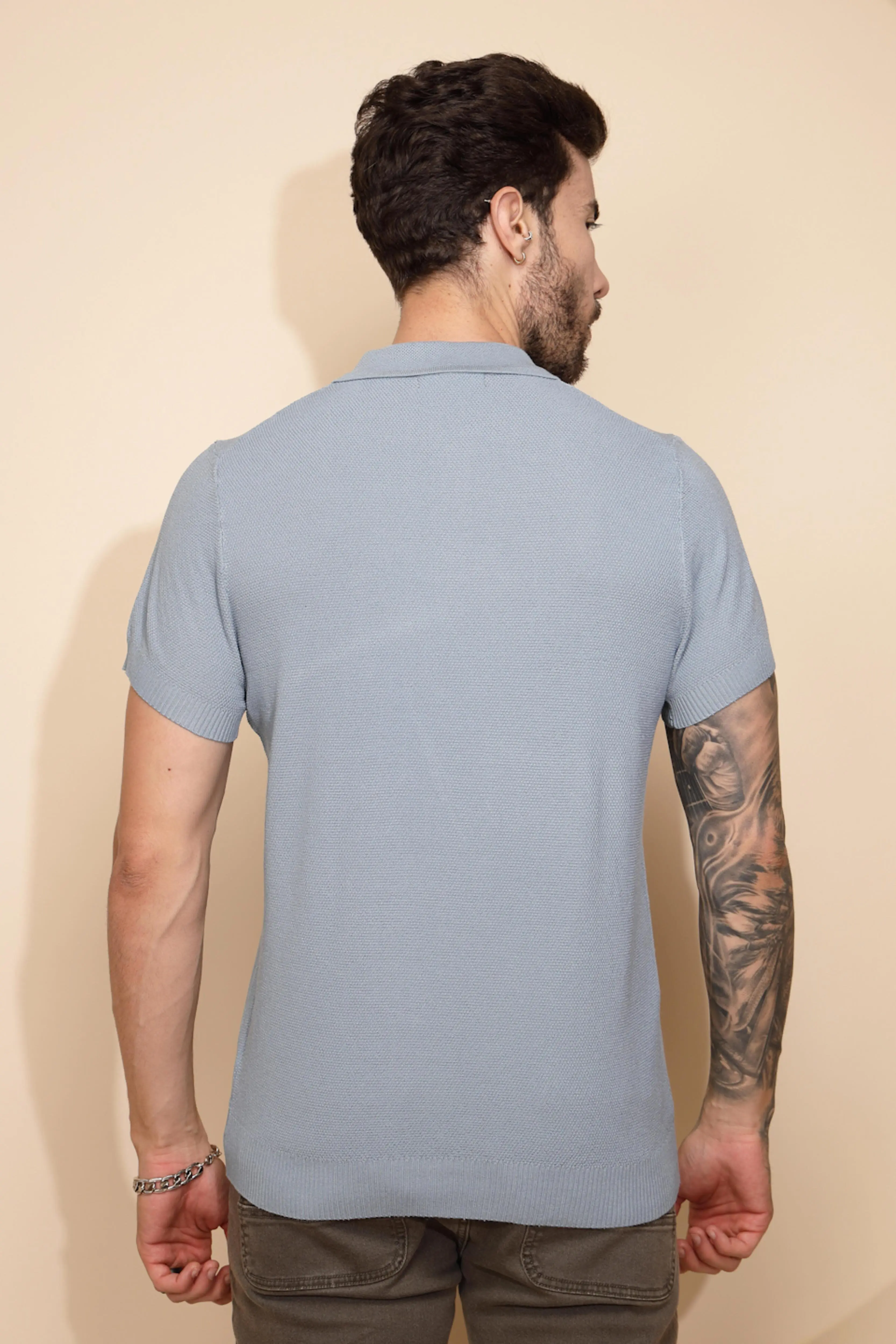 Blue Viscose Blend T-Shirt - Image 4