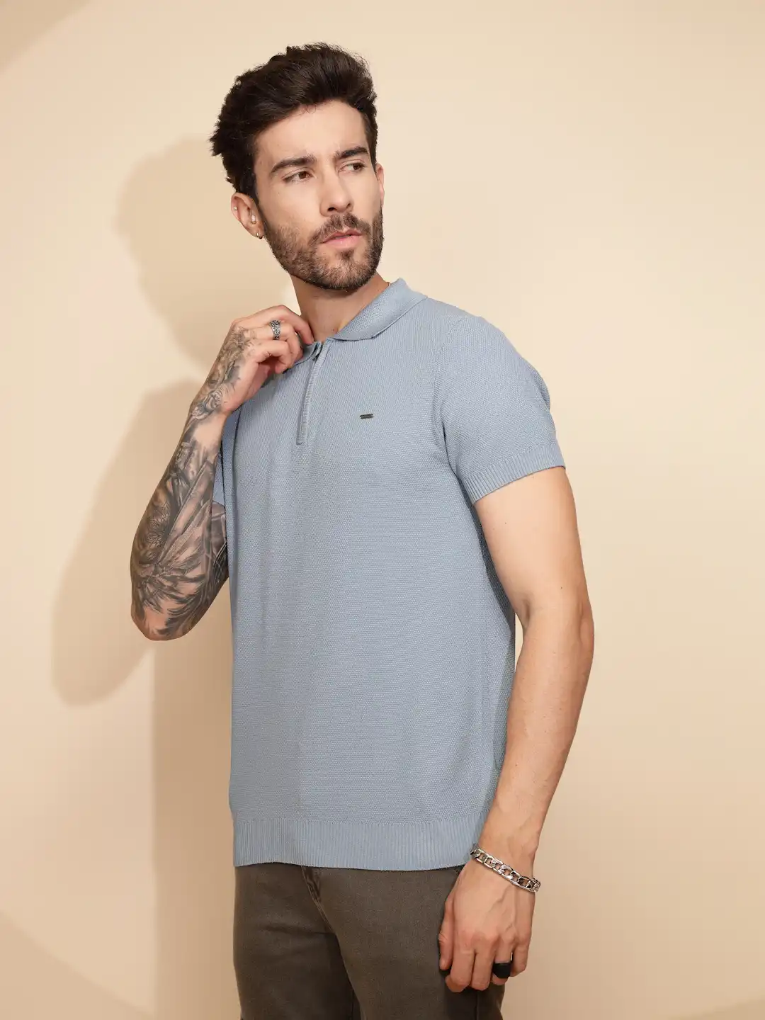Blue Viscose Blend T-Shirt - Image 9