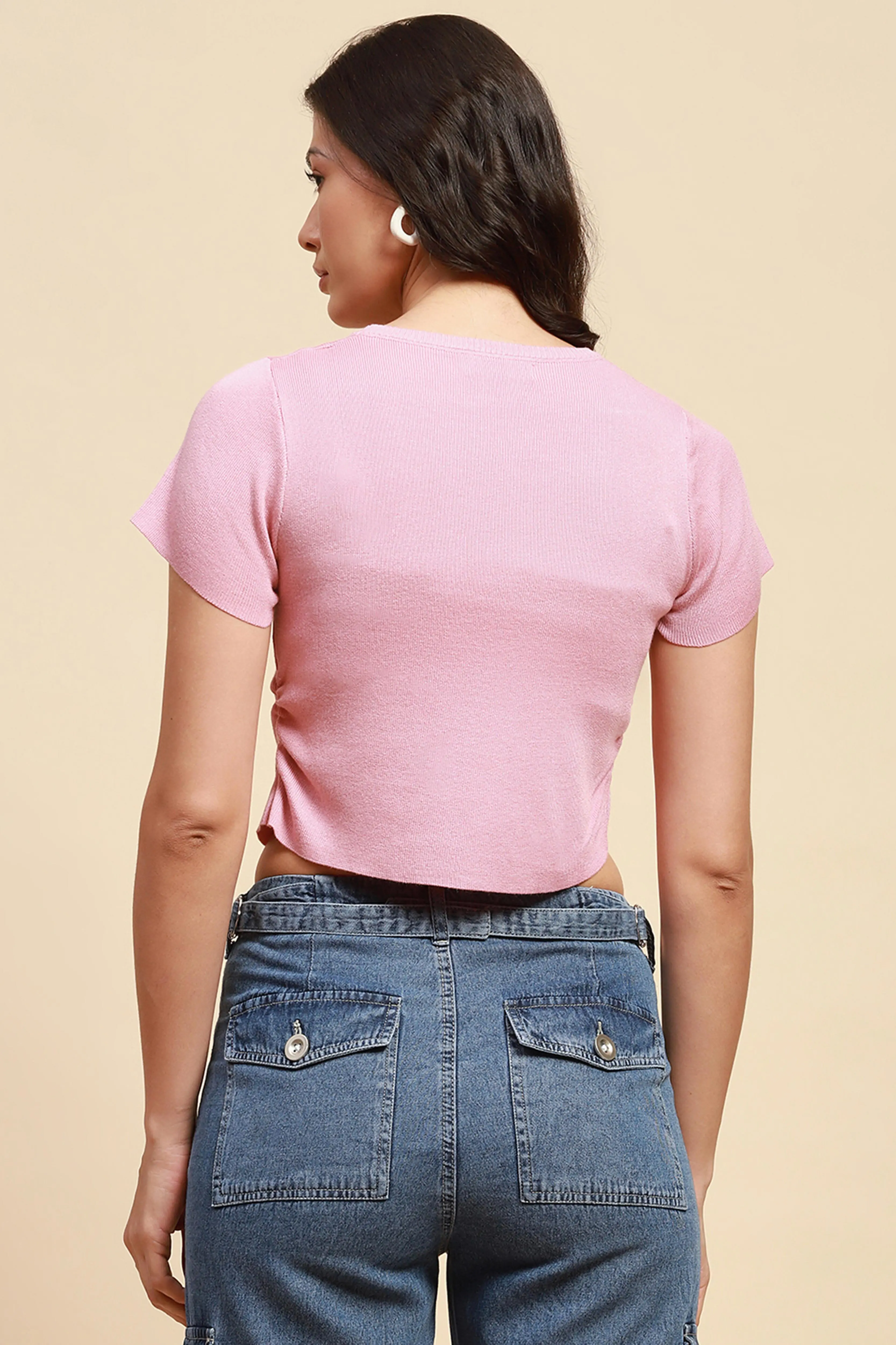 Pink Viscose Blend Crop Top - Image 4