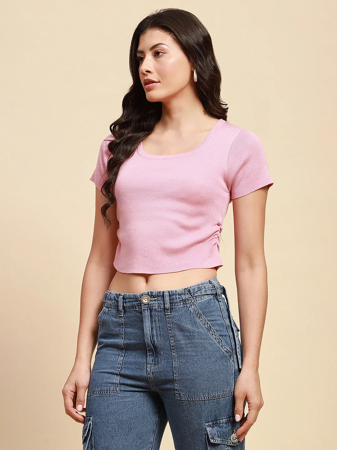 Pink Viscose Blend Crop Top - Image 9