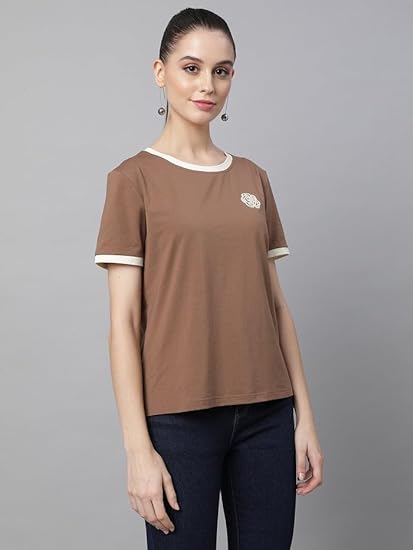 Brown Cotton Blend Regular Fit Top - Image 3