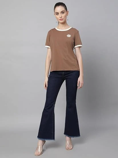 Brown Cotton Blend Regular Fit Top - Image 5