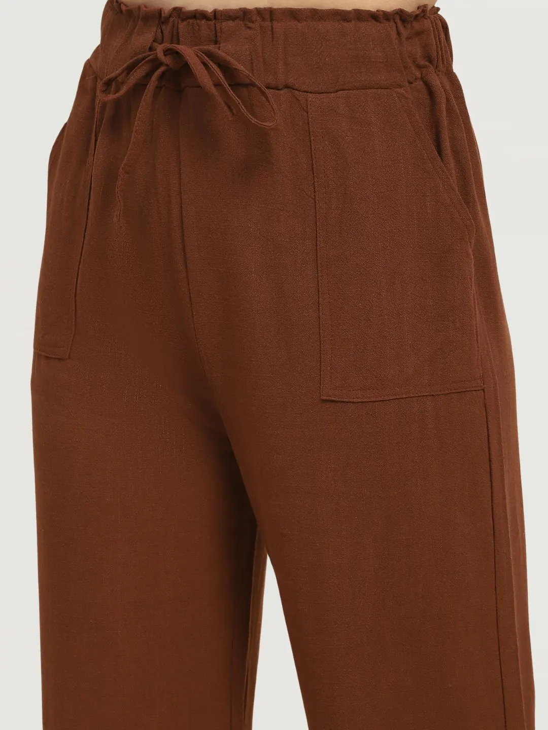 Brown Cotton Blend Solid Lower - Image 5