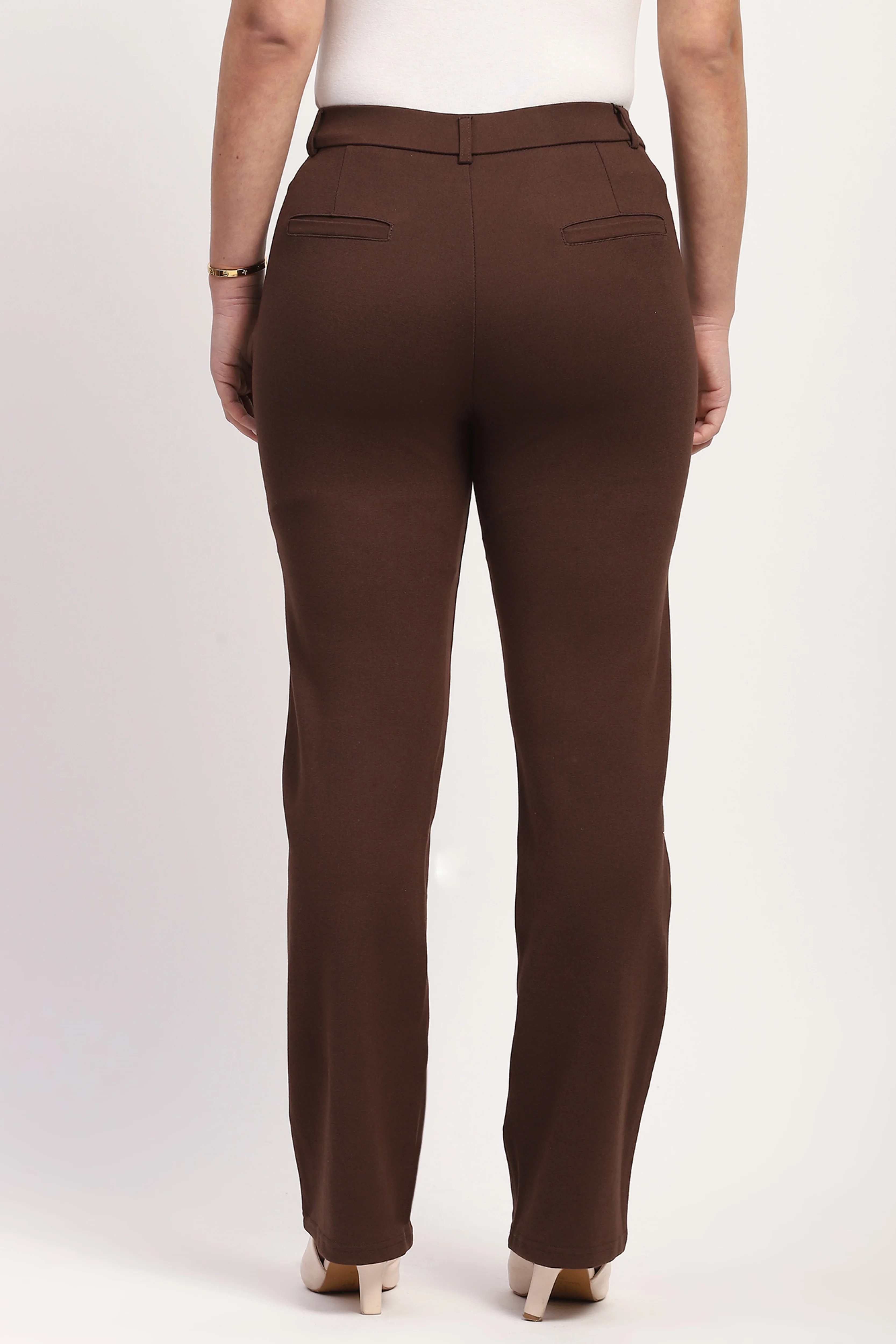 Brown Cotton Spandex Trousers - Image 4