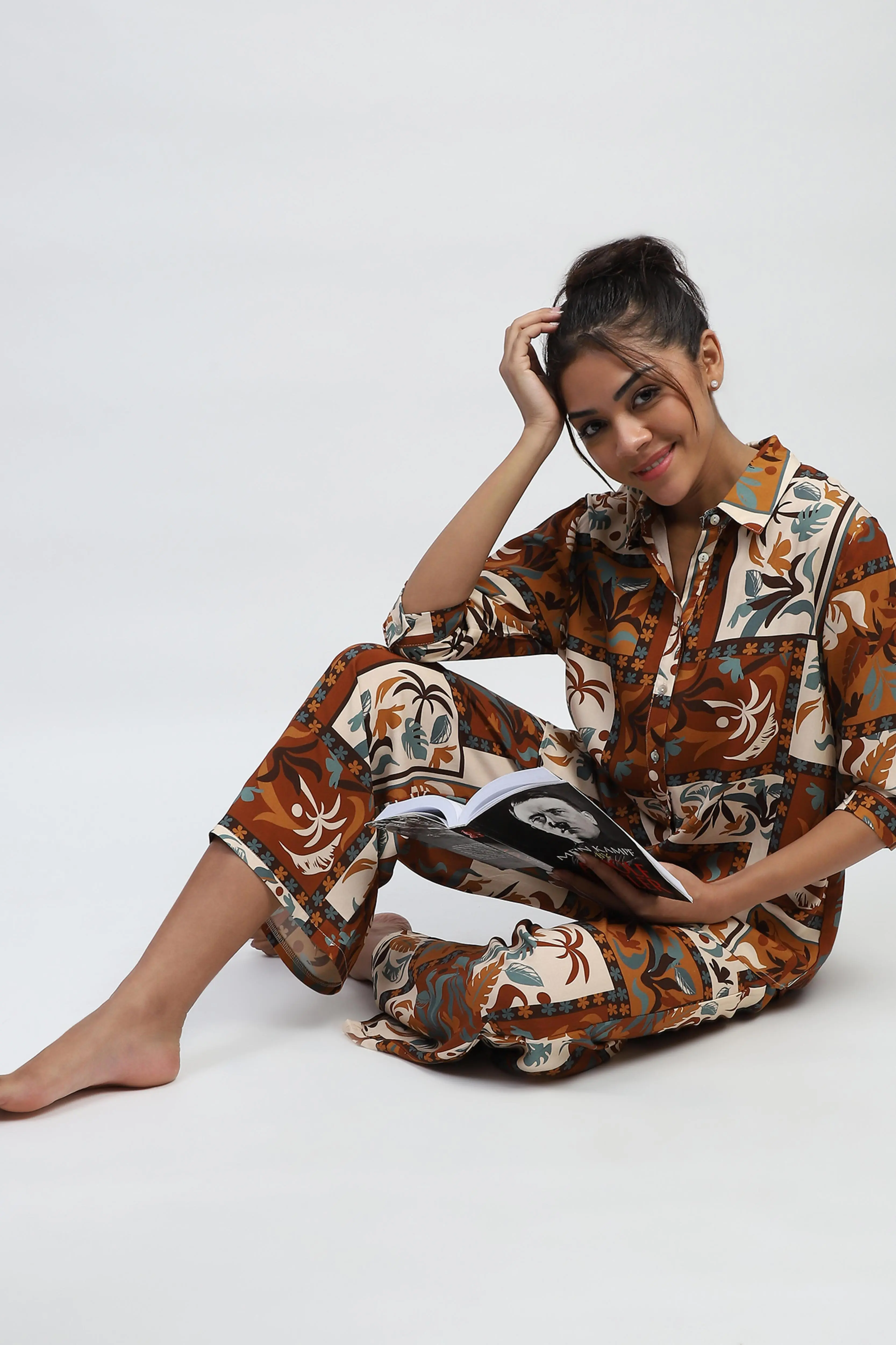 Brown Digital Print Rayon Shirt - Image 6
