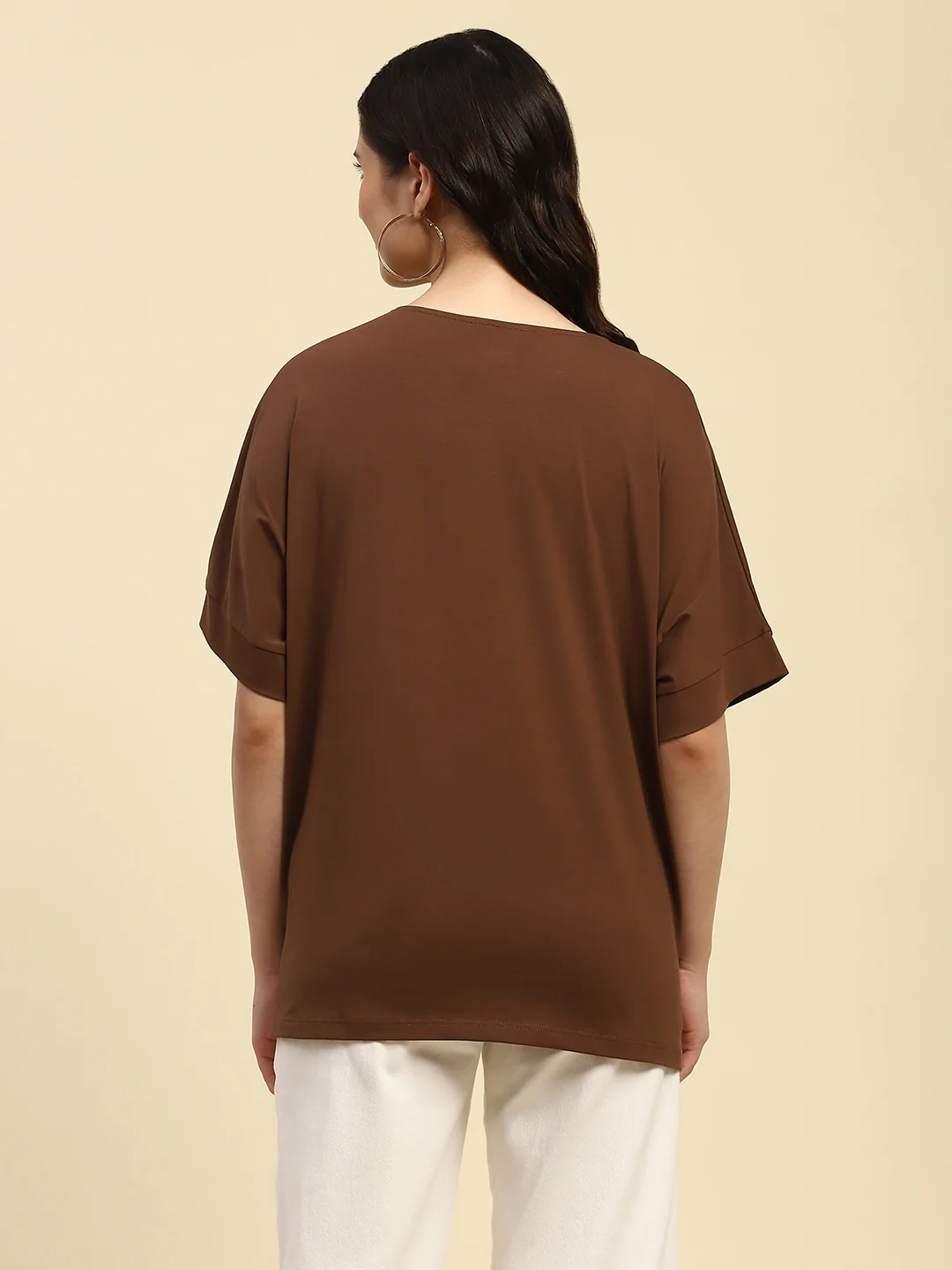 Brown Embroidered Cotton Boxy Top - Image 13