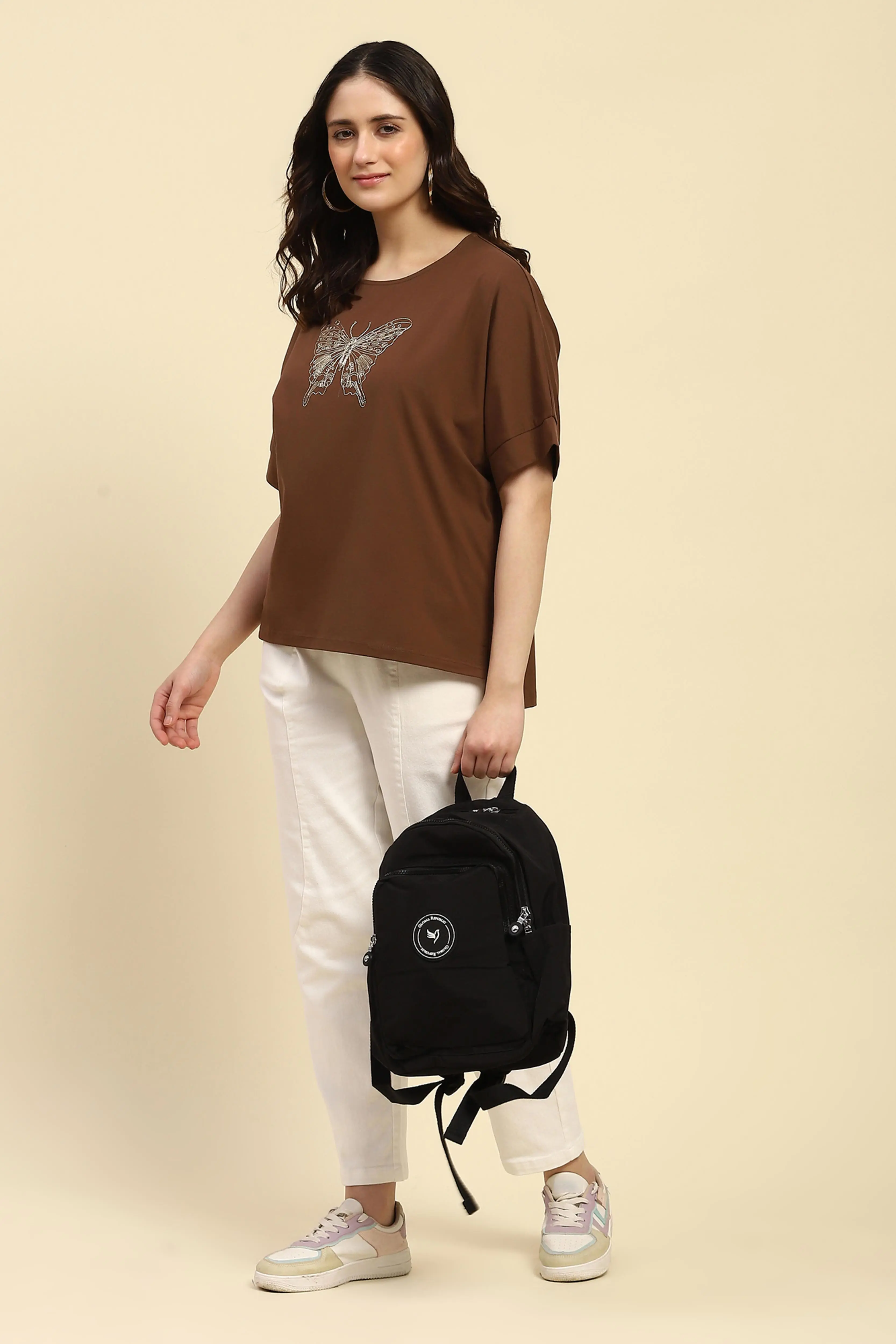 Brown Embroidered Cotton Boxy Top - Image 6