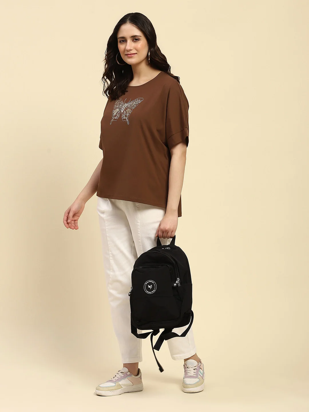 Brown Embroidered Cotton Boxy Top - Image 8