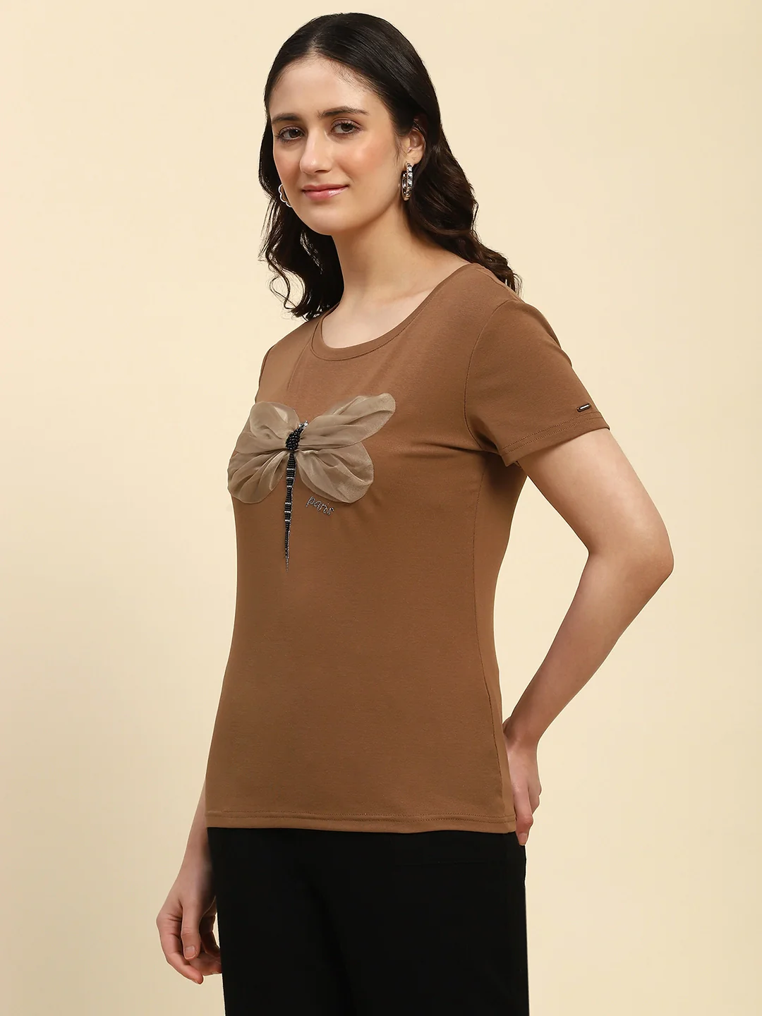 Brown Embroidered Cotton Top - Image 10