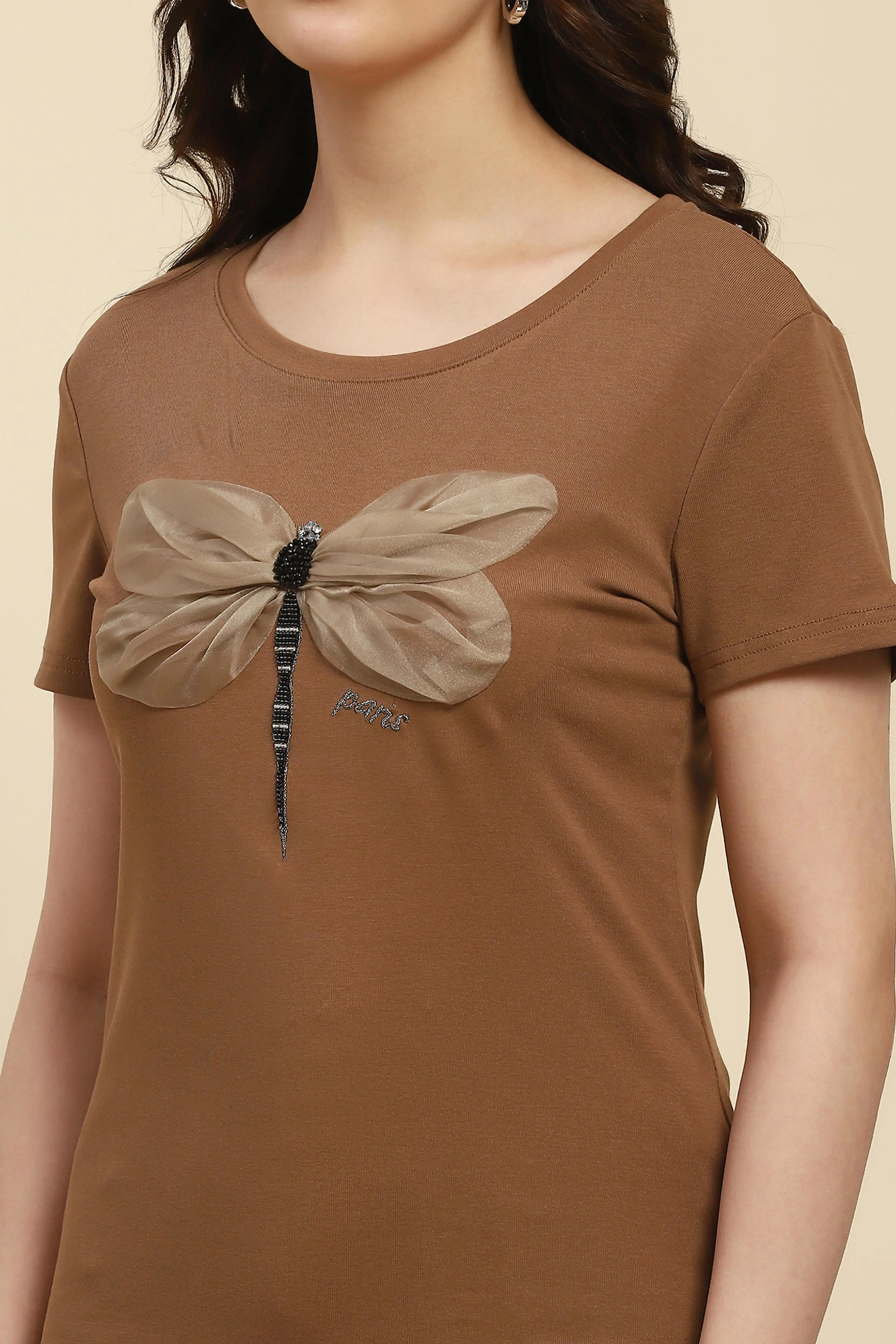 Brown Embroidered Cotton Top - Image 5