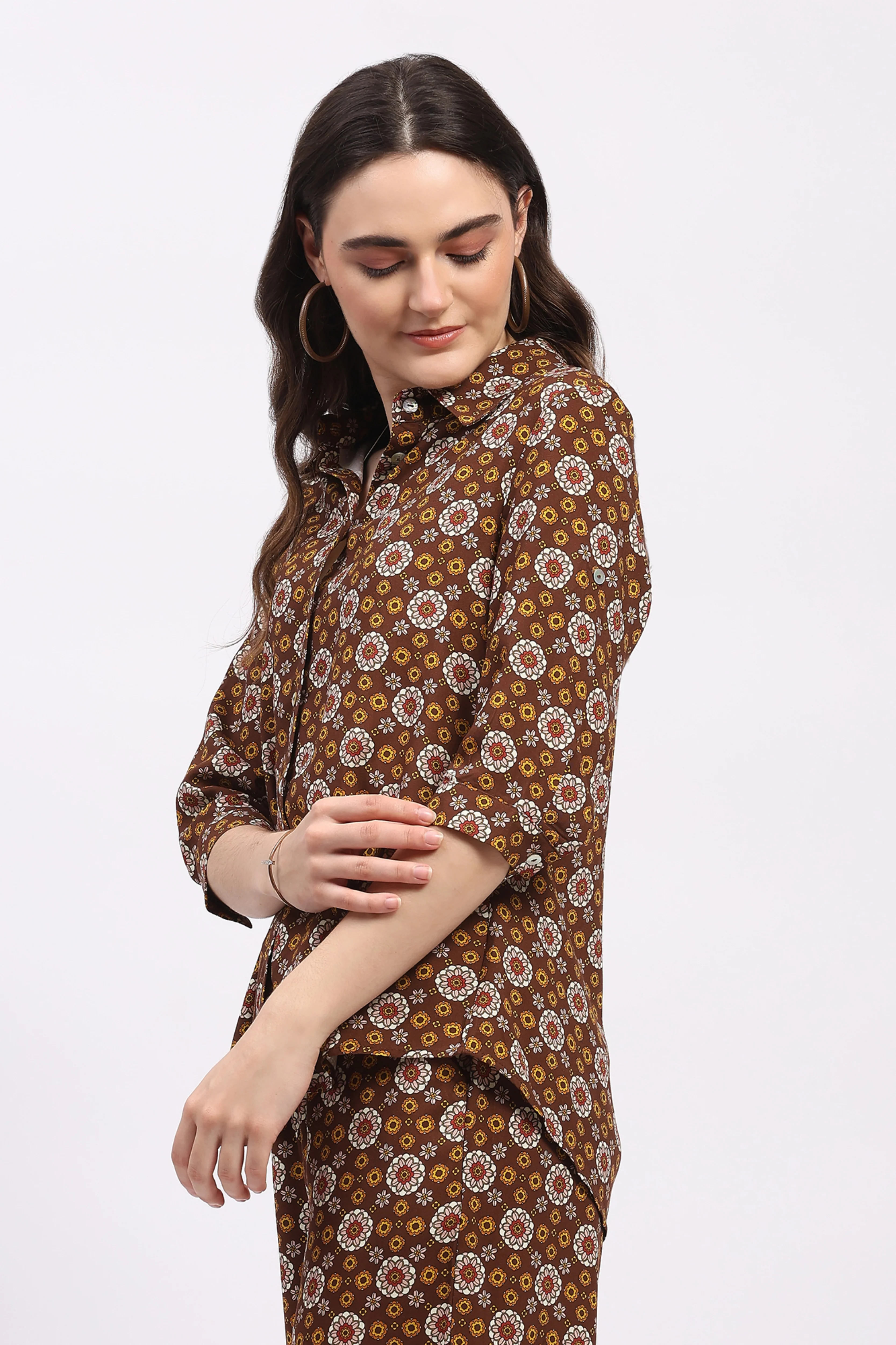 Brown Floral Print Cotton Co-ord Set - Image 5
