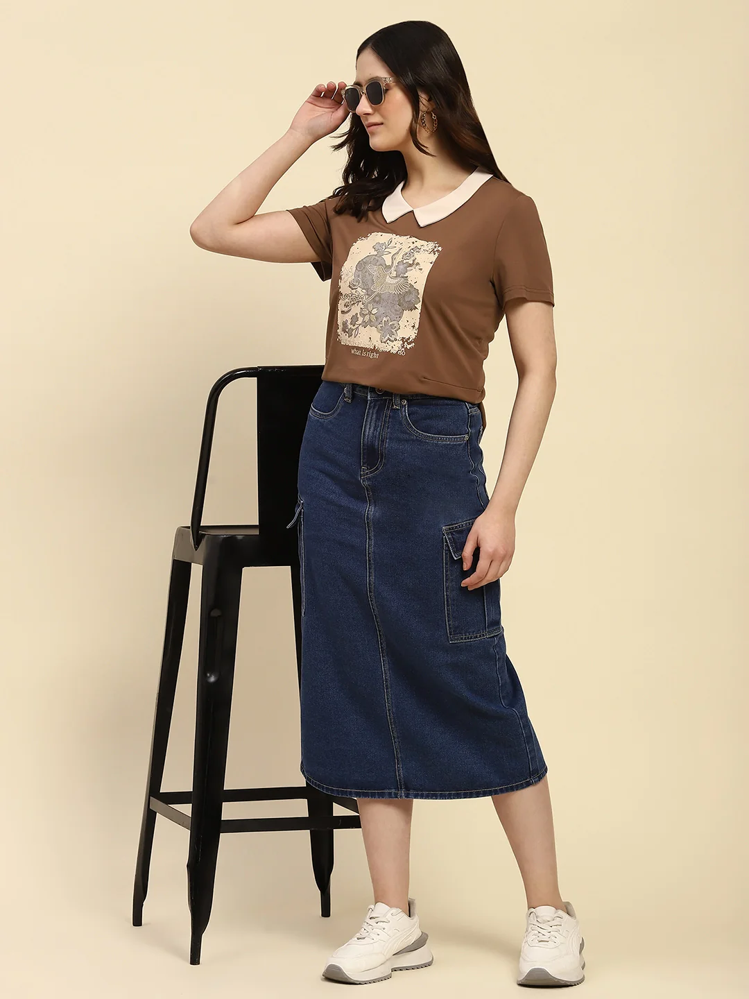 Brown Motivational Quote Viscose Top - Image 7