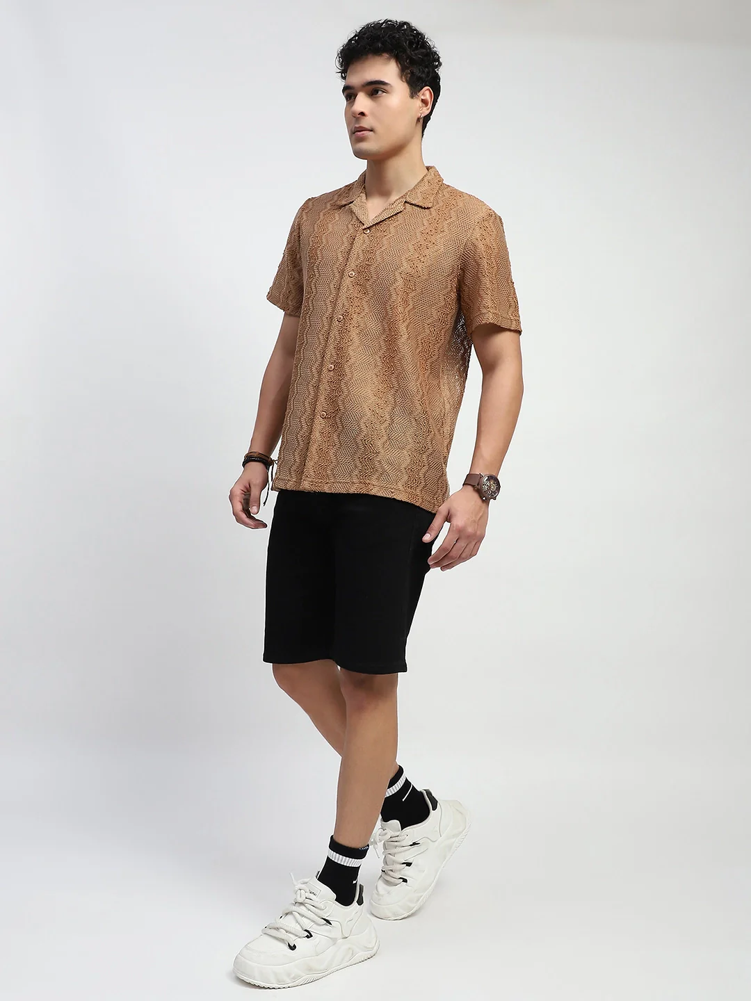 Brown blend Knit Relaxed Fit Shirt - Image 8