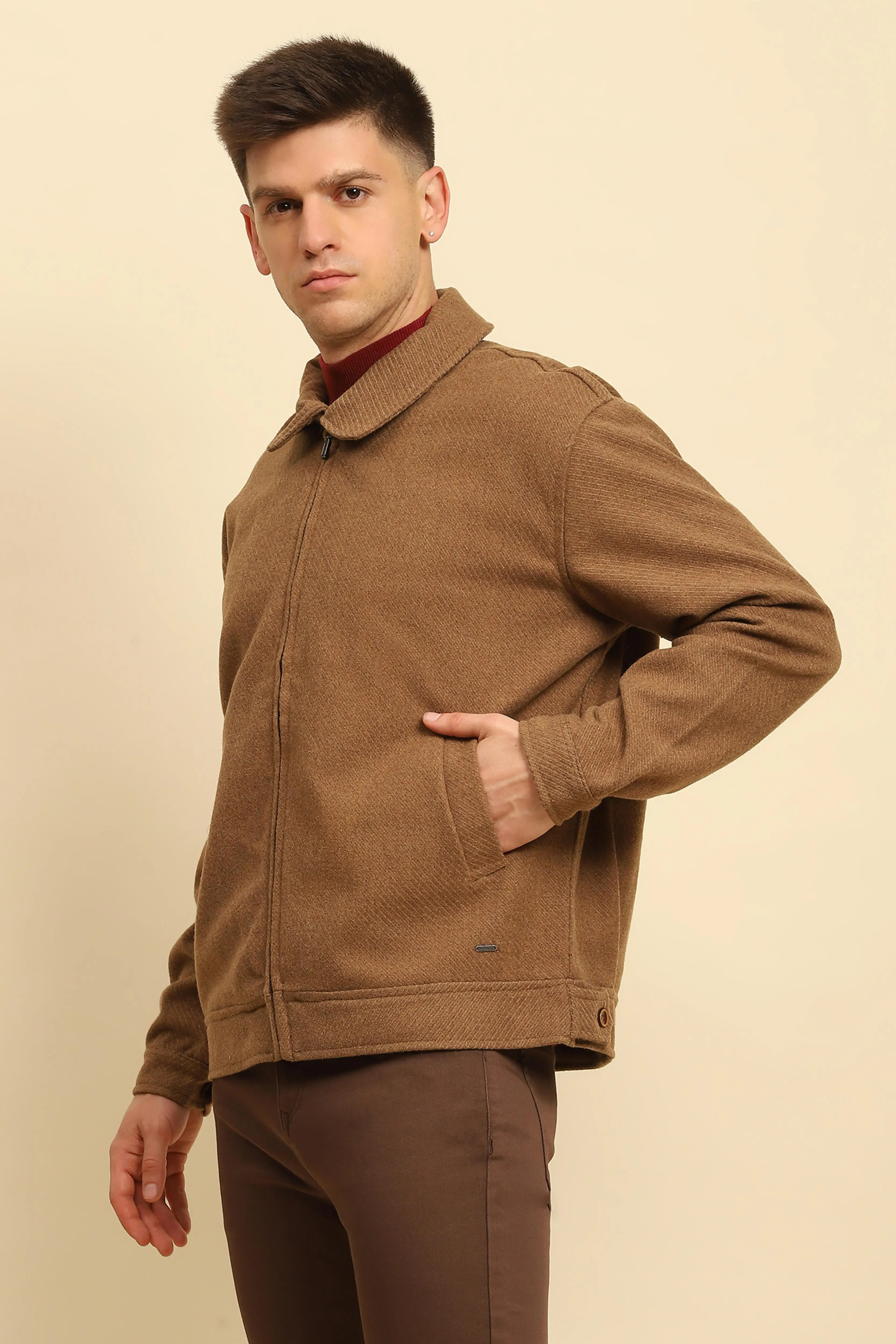 Brown Textured Jacket - Image 2