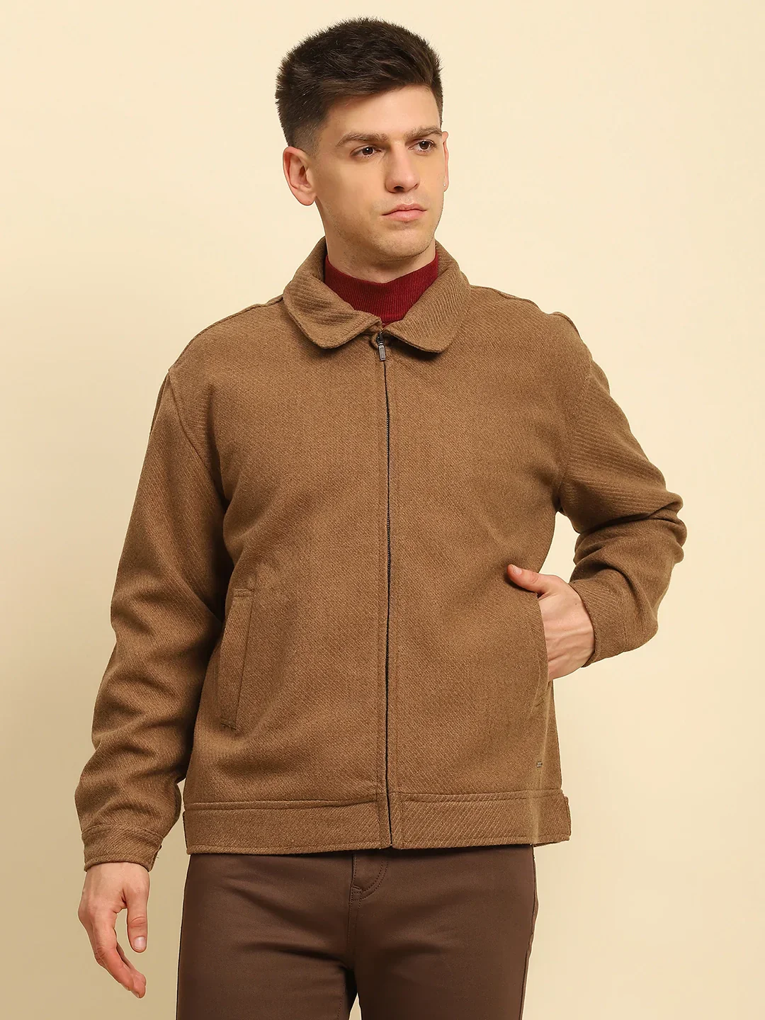 Brown Textured Jacket - Image 7